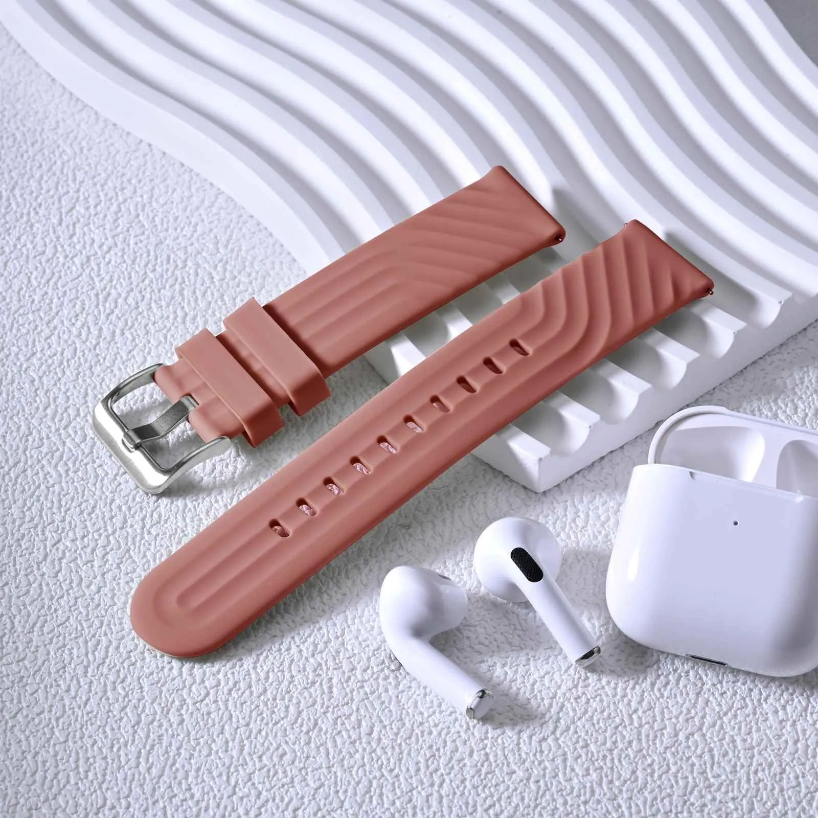 ANBEER Cinturini in Silicone 18mm a Sgancio Rapido, Extra Lungo, Marrone Rosato - immagine 8