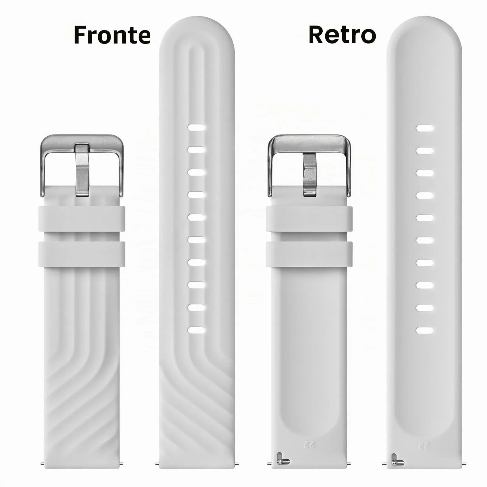 ANBEER Cinturino in Silicone 19mm a Sgancio Rapido, Bianco Puro - immagine 4