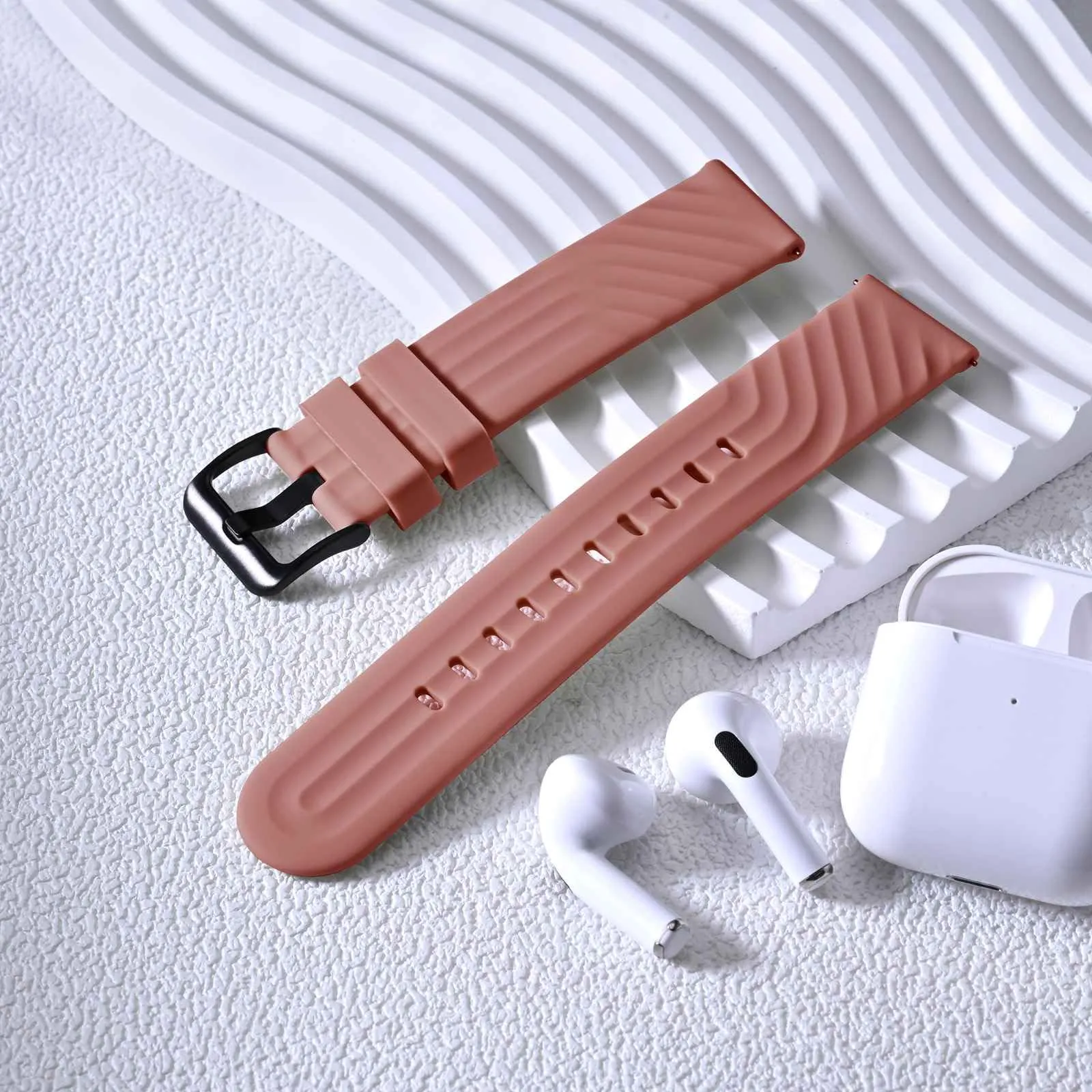 ANBEER Cinturini in Silicone 18mm a Sgancio Rapido, Extra Lungo, Marrone Rosato - immagine 8
