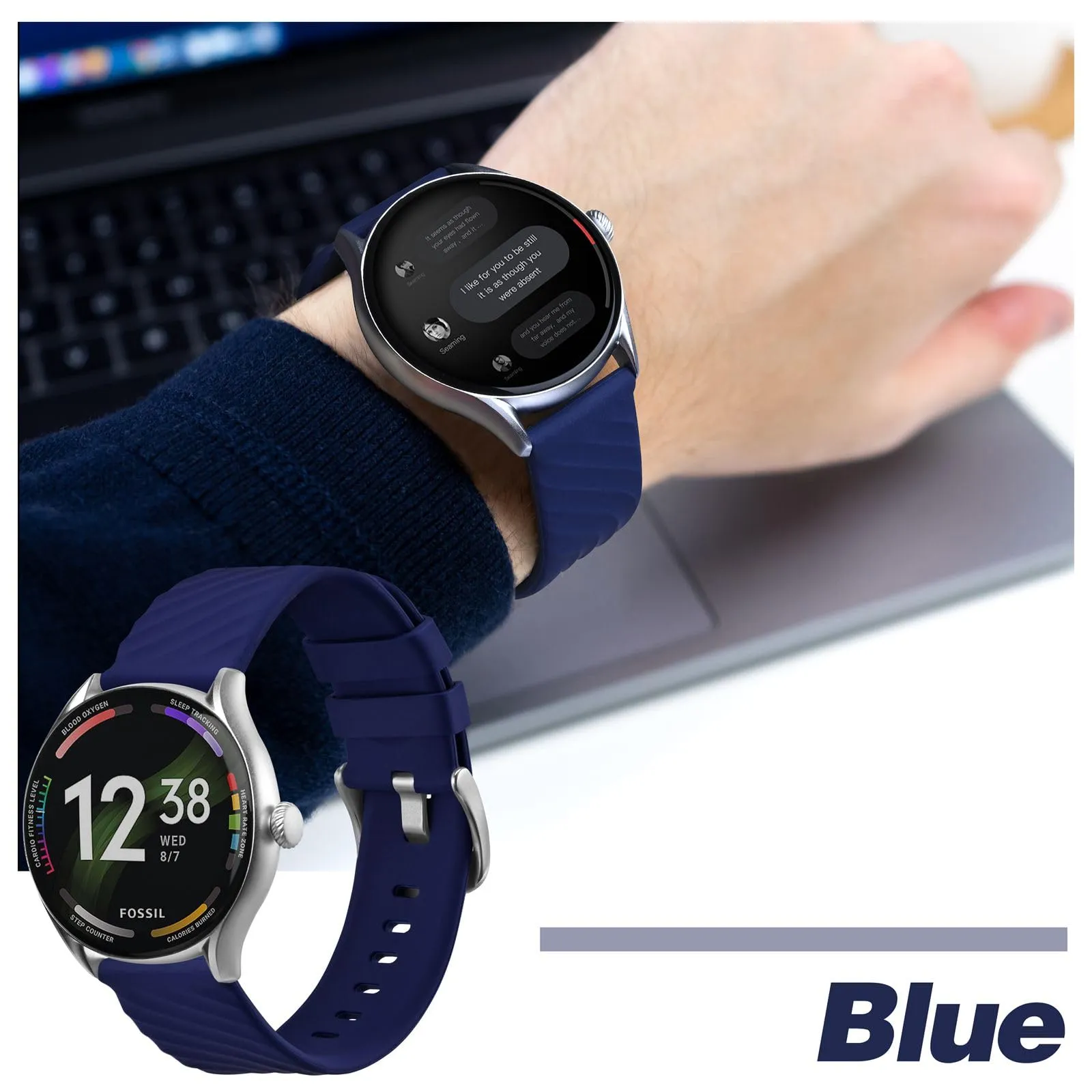 ANBEER Cinturini per Orologi in Silicone 19mm a Sgancio Rapido, Blu - immagine 7