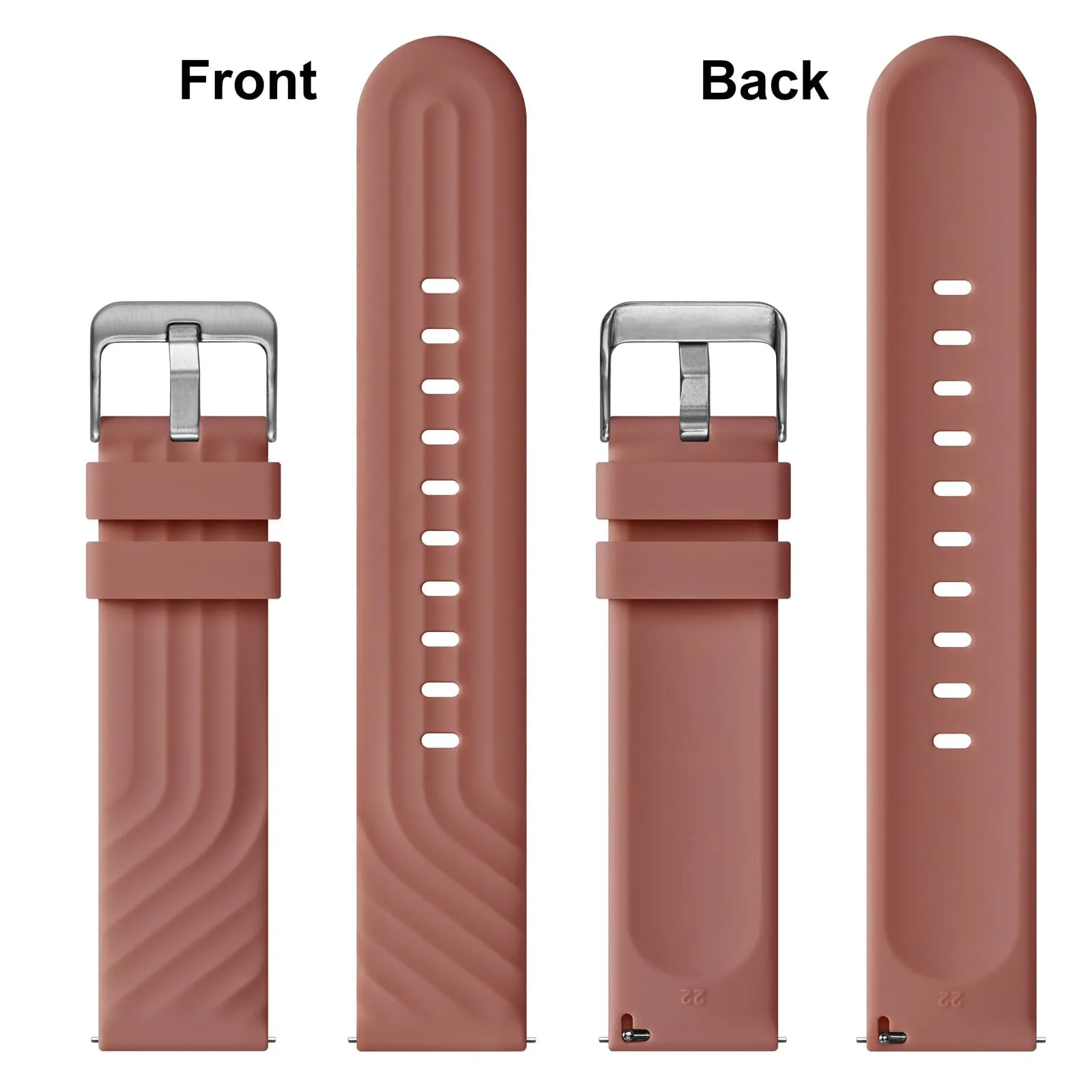 ANBEER Cinturini in Silicone 21mm a Sgancio Rapido, Marrone Rosato - immagine 4