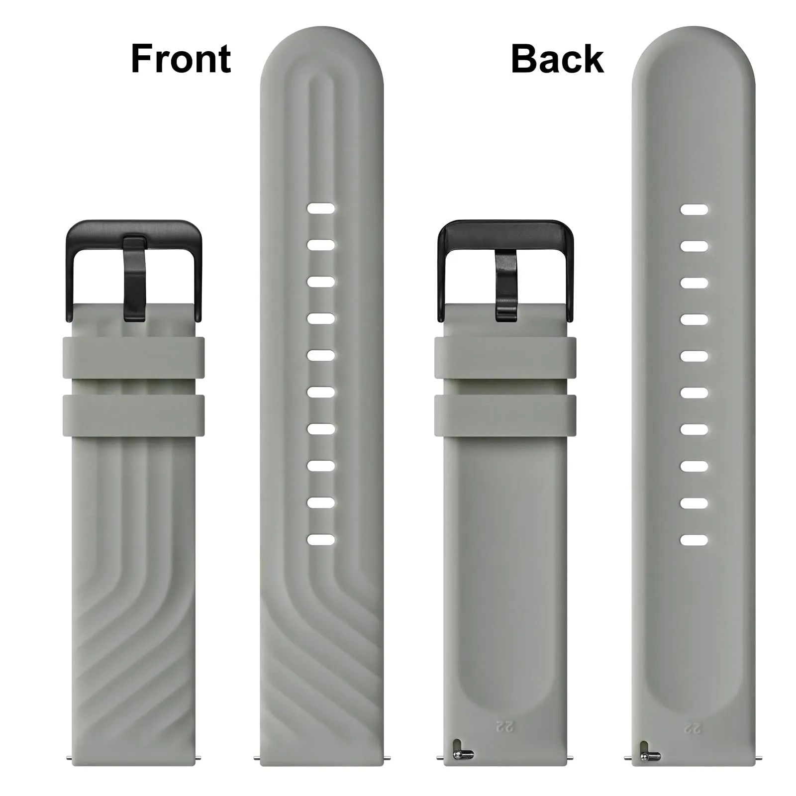 ANBEER Cinturini in Silicone 20mm a Sgancio Rapido Extra Lungo, Grigio Chiaro - immagine 4