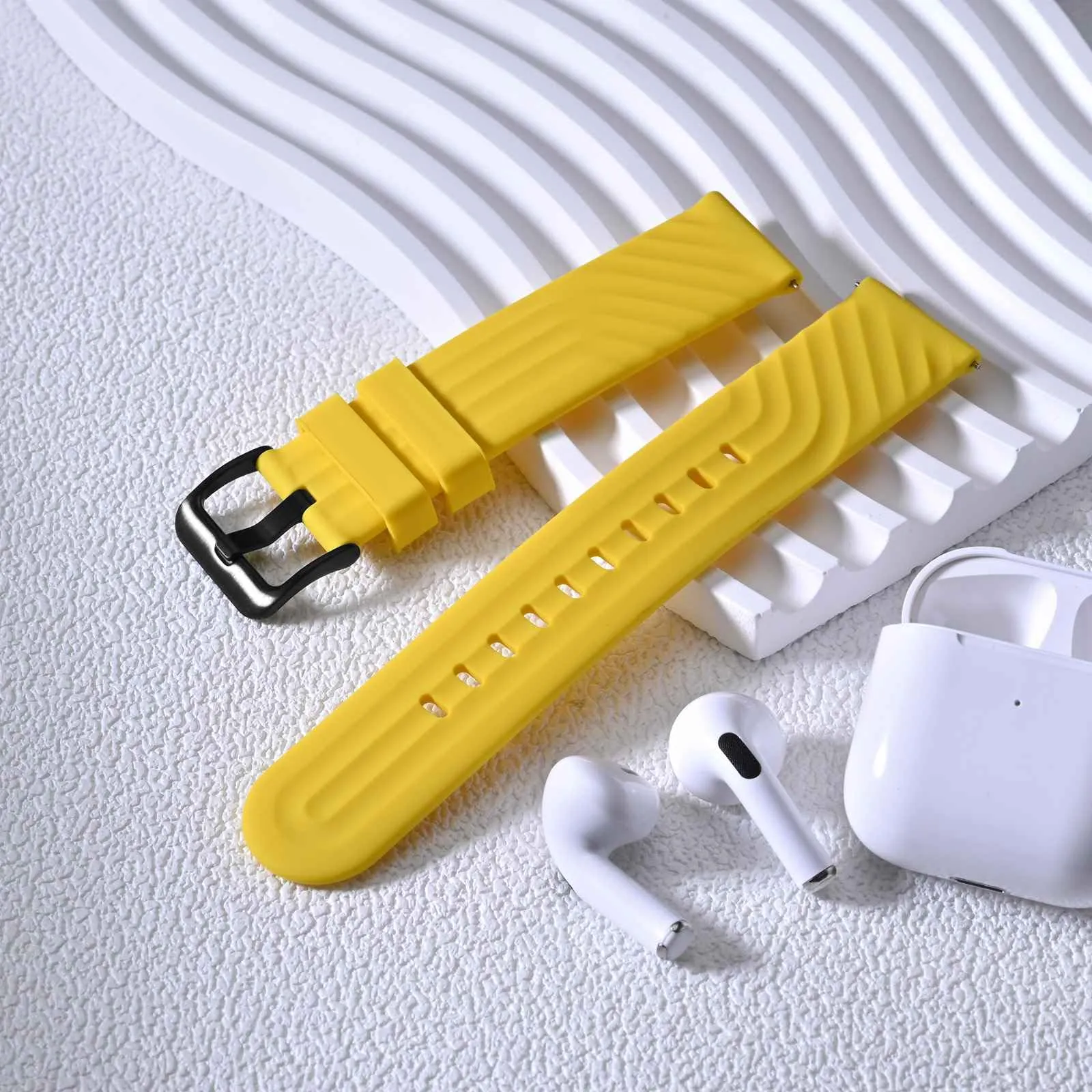 ANBEER Cinturino in Silicone 19mm a Sgancio Rapido, Giallo - immagine 8