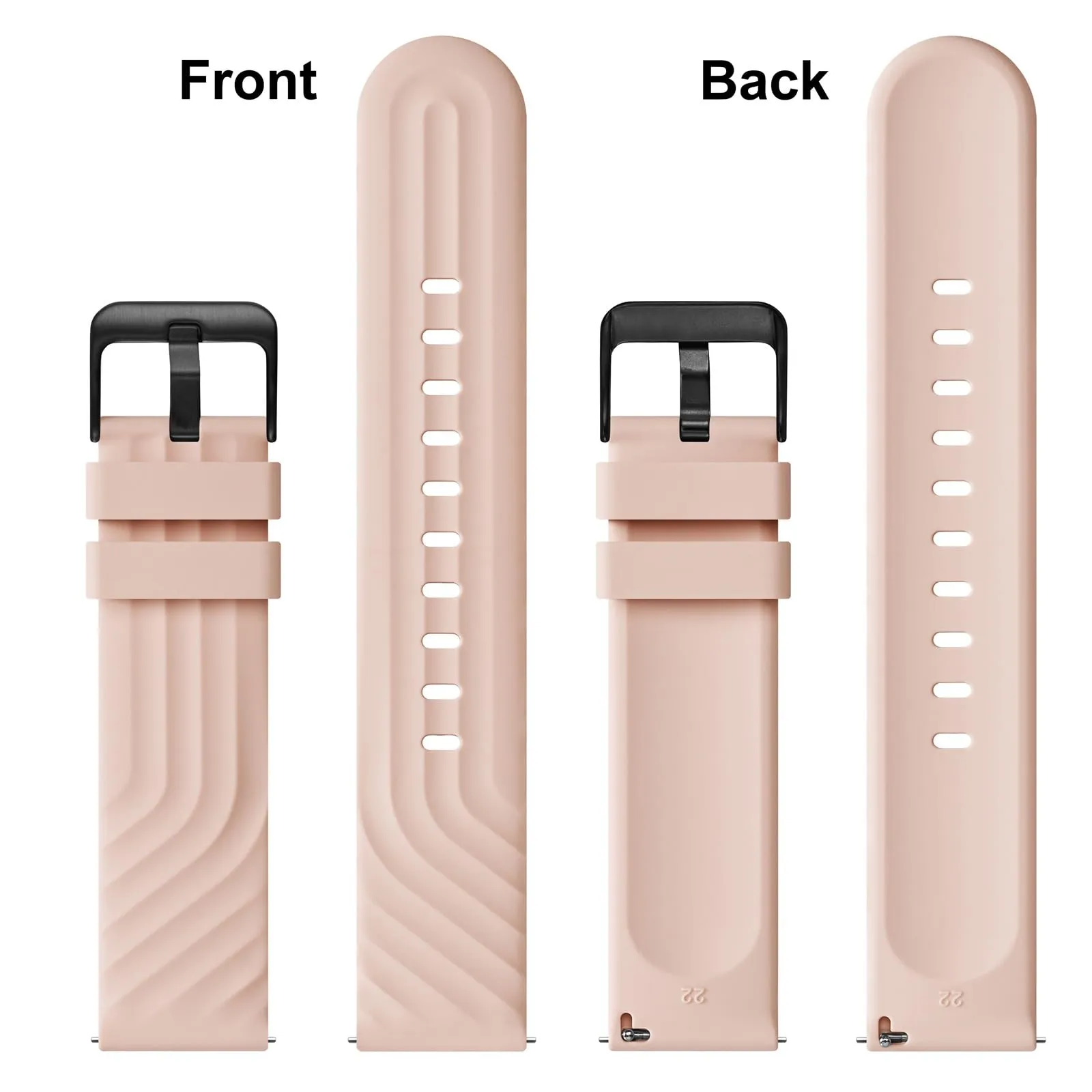 ANBEER Cinturino in Silicone 18mm a Sgancio Rapido, Extra Lungo, Rosa Chiaro - immagine 4