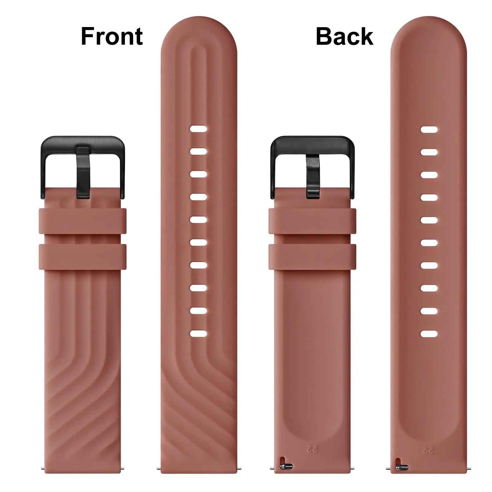 ANBEER Cinturini in Silicone 22mm a Sgancio Rapido, Extra Lungo, Marrone Rosato - immagine 4