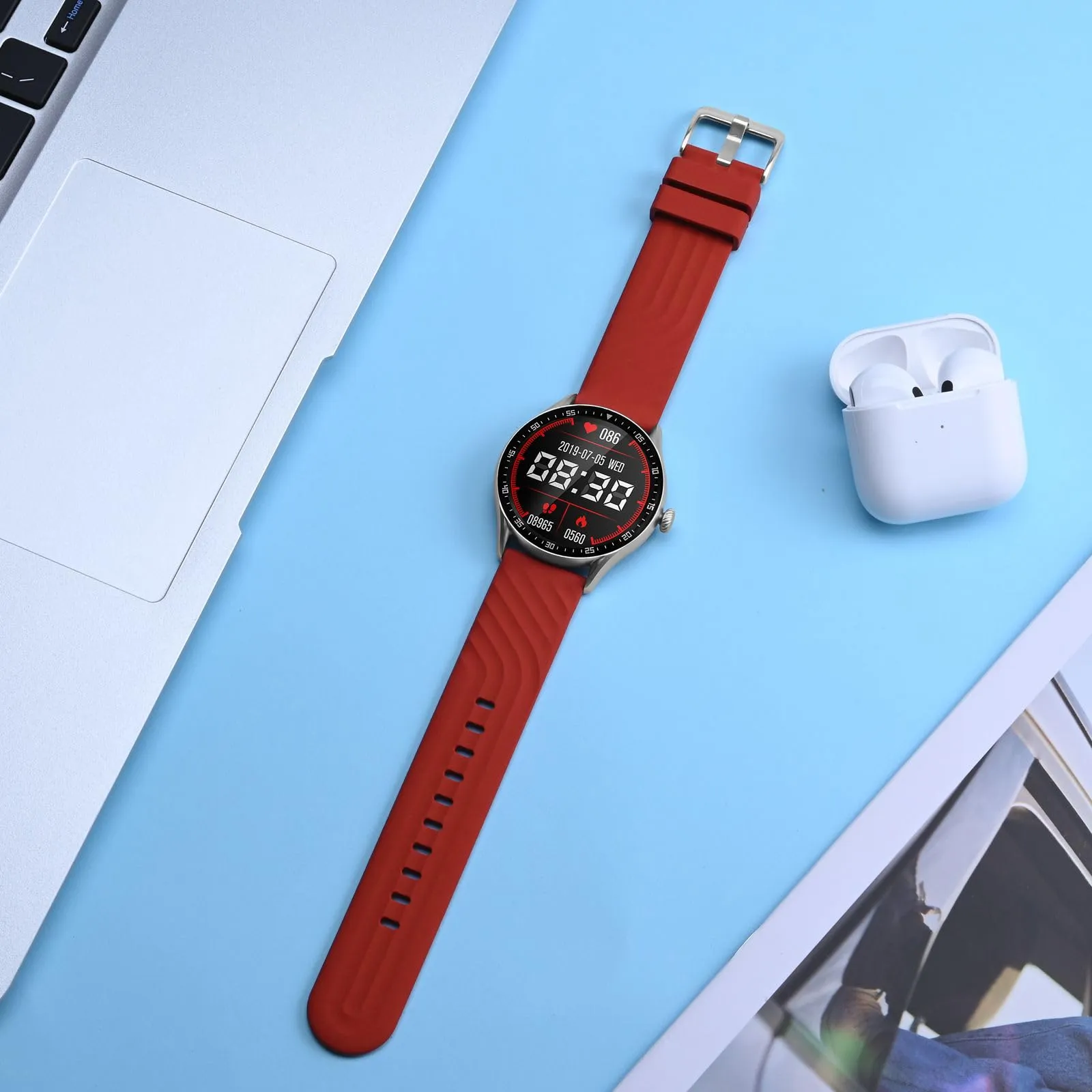 ANBEER Cinturini per Orologi in Silicone 21mm a Sgancio Rapido, Rosso - immagine 2