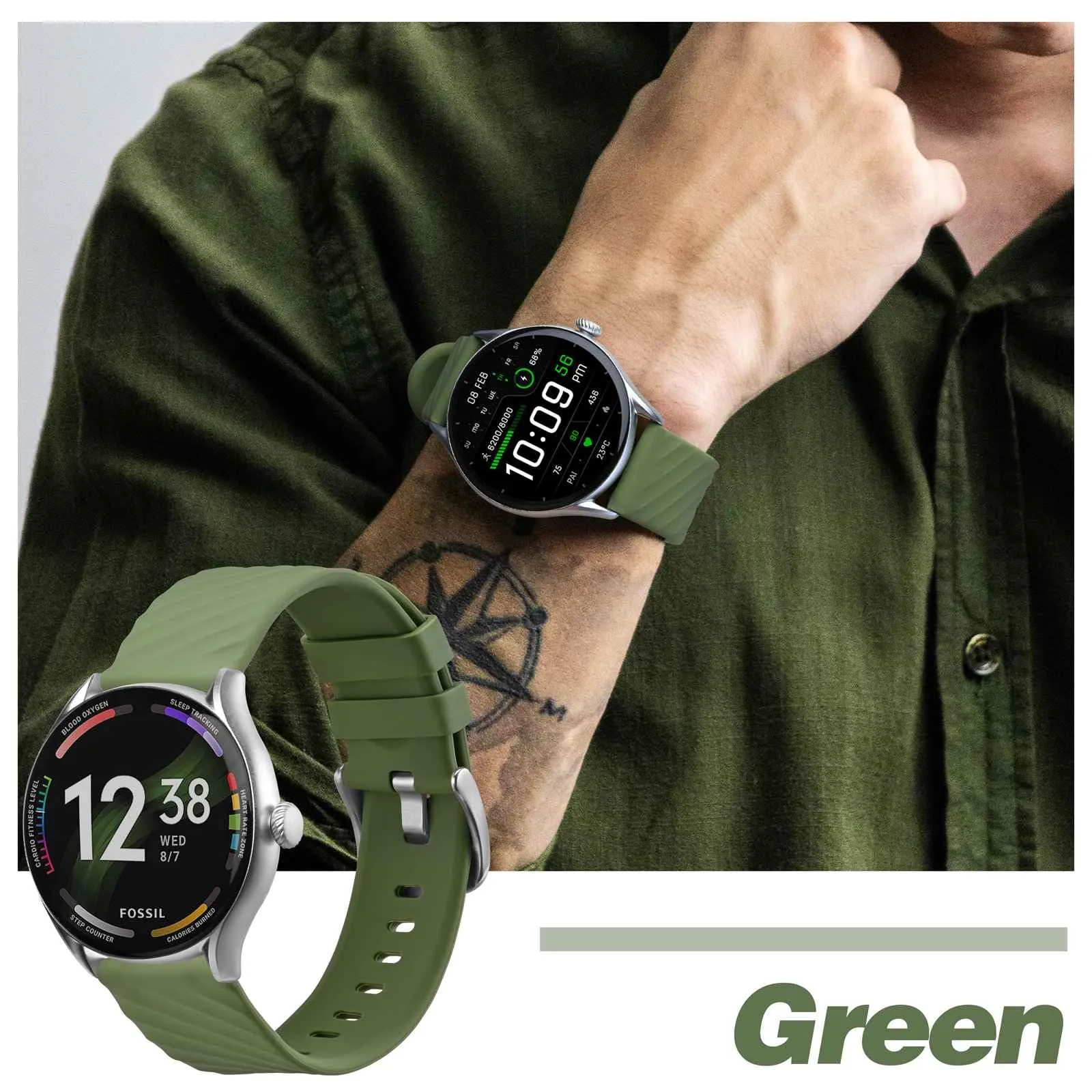 ANBEER Cinturino in Silicone 21mm a Sgancio Rapido, Verde - immagine 7
