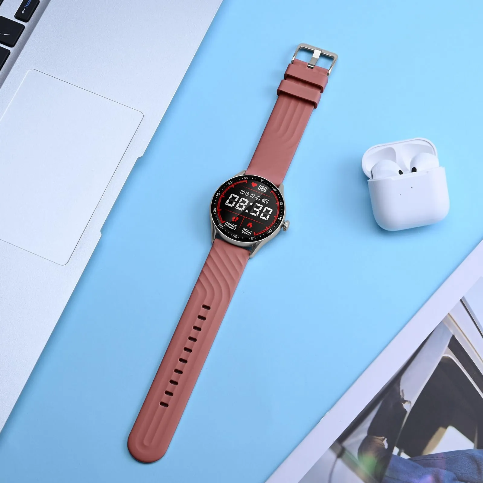 ANBEER Cinturini per Orologi in Silicone 19mm a Sgancio Rapido, Marrone Rosato - immagine 2