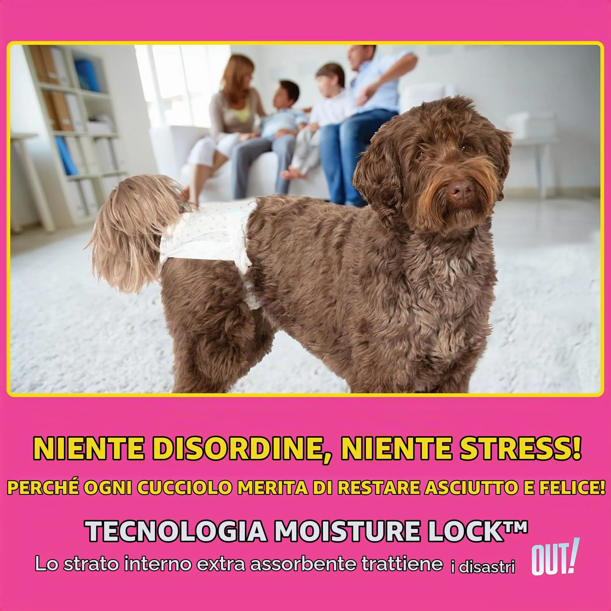 OUT! Pannolini Monouso per Cani Femmine, M/L, Confezione da 14 - immagine 7