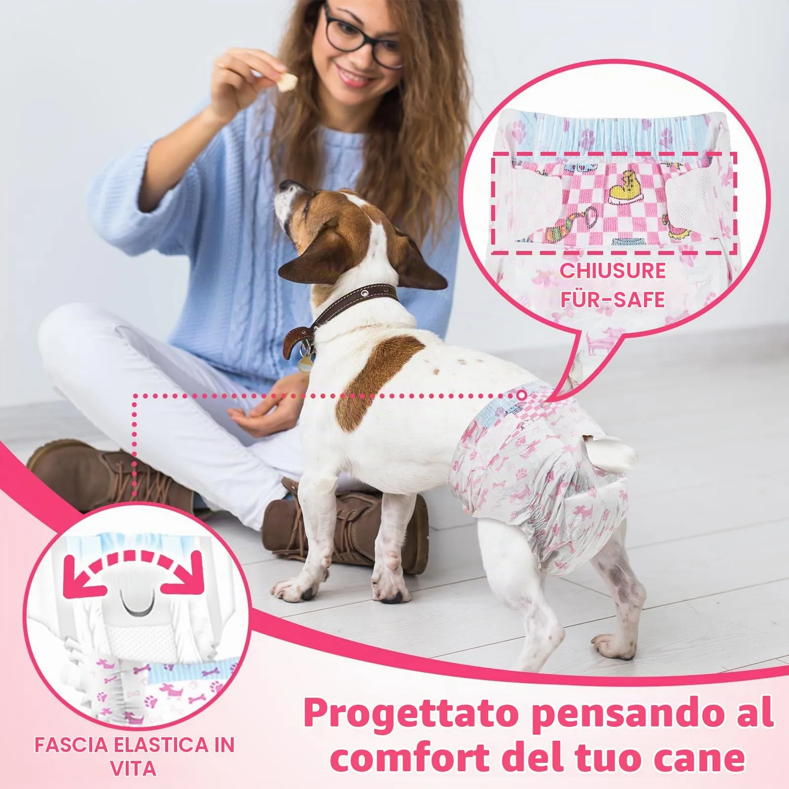 Dono Pannolini Monouso per Cani Femmina, Taglia S, 16 Pezzi - immagine 4