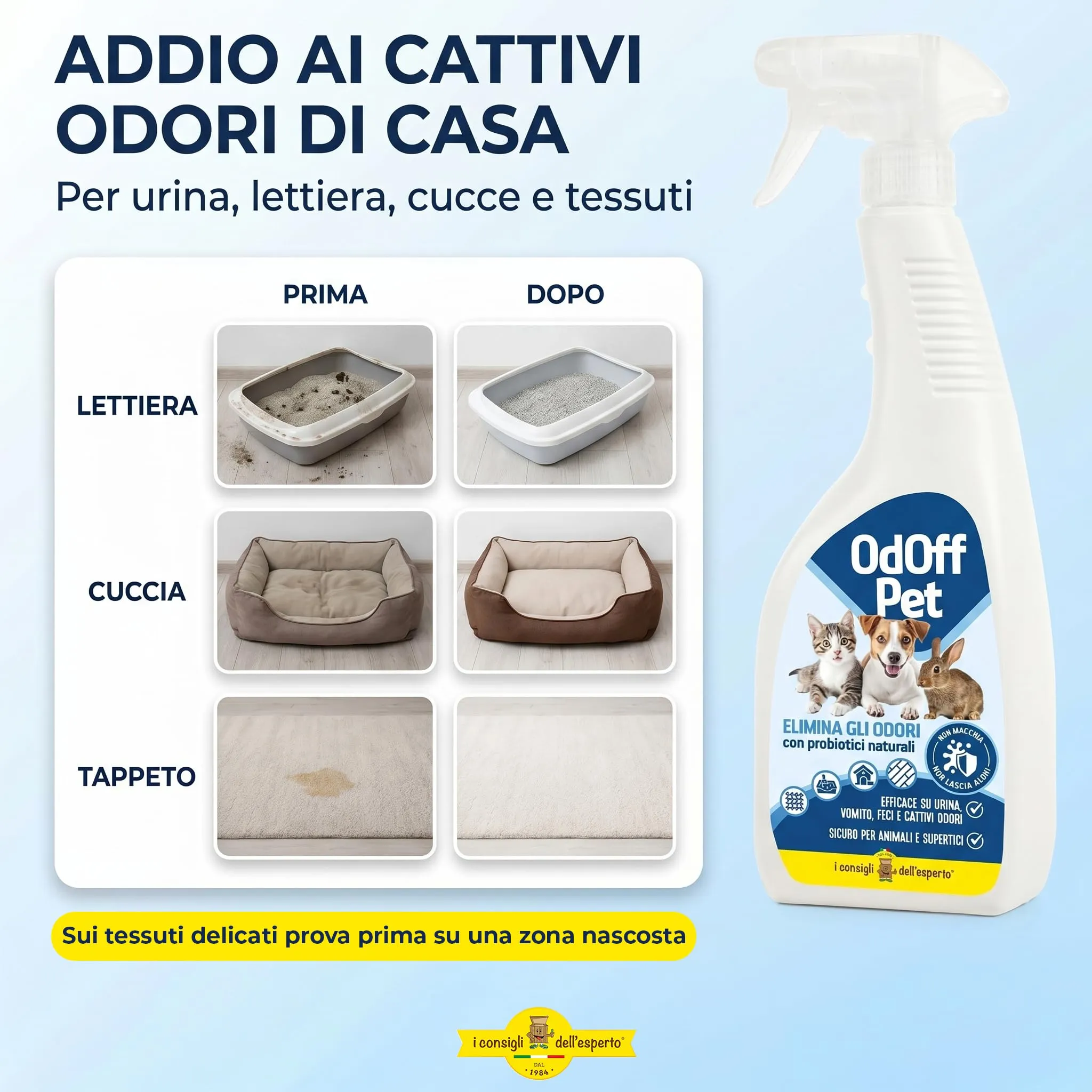 I Consigli Dell'Esperto Odoff Pet Probiotico Elimina e Previene l'Odore di Pipì di Cane e Gatto 750 ml - immagine 2