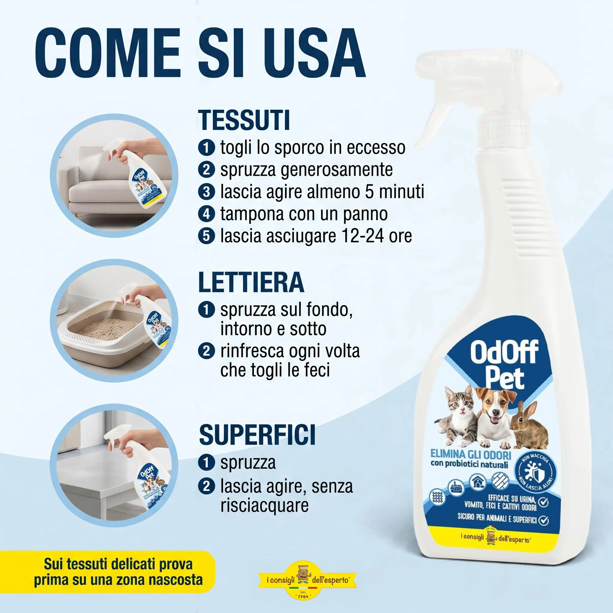 I Consigli Dell'Esperto Odoff Pet Probiotico Elimina e Previene l'Odore di Pipì di Cane e Gatto 750 ml - immagine 4