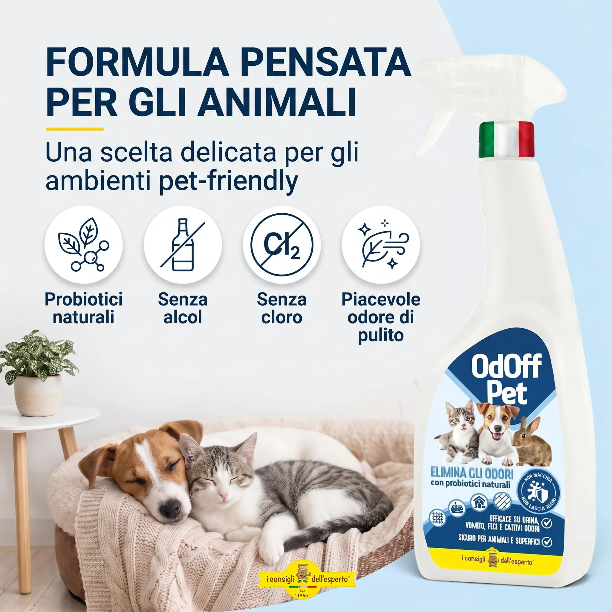I Consigli Dell'Esperto Odoff Pet Probiotico Elimina e Previene l'Odore di Pipì di Cane e Gatto 750 ml - immagine 7