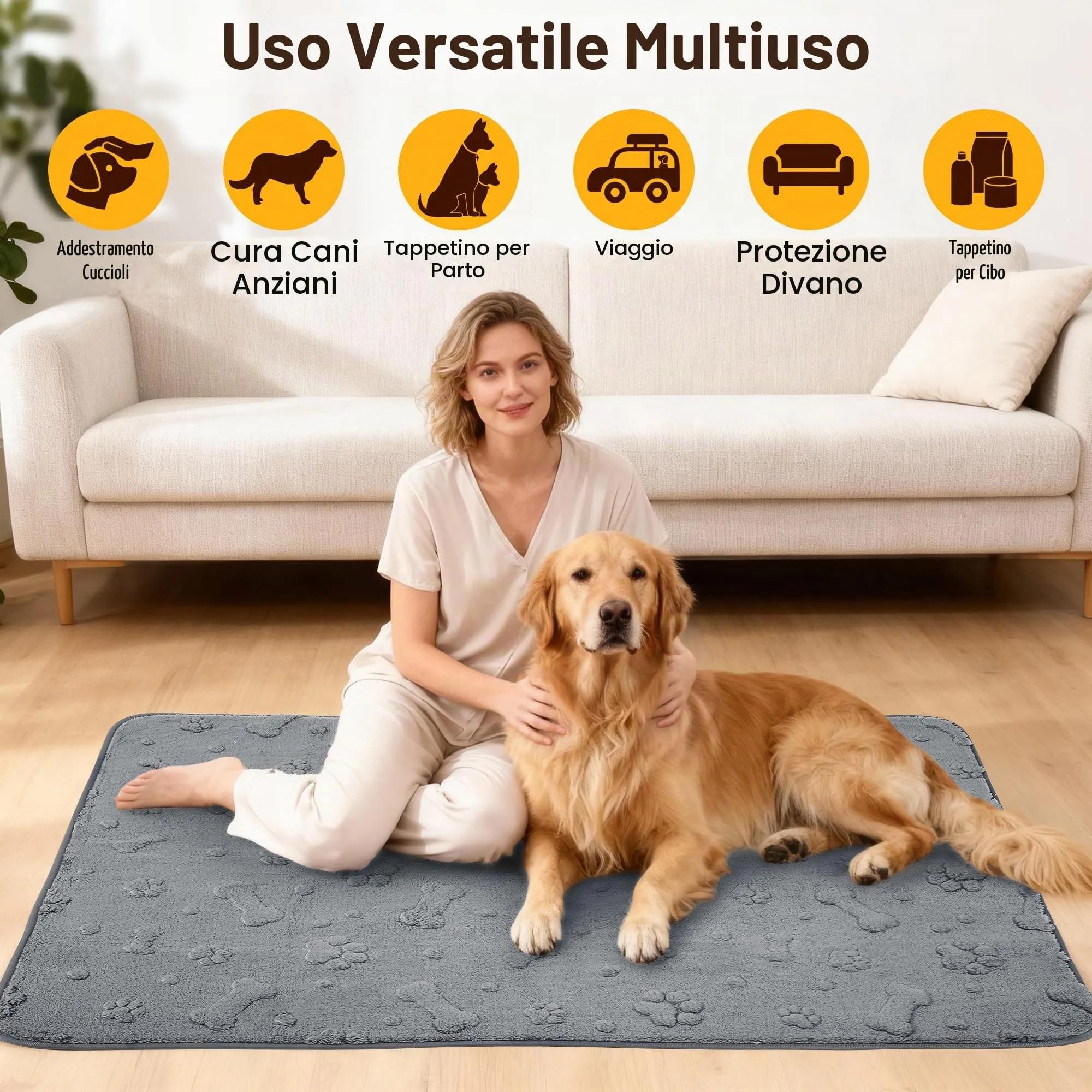 HezzLuv Set di 2 Tappetini Lavabili per Cuccioli, Riutilizzabili, 90 x 100 cm - immagine 7