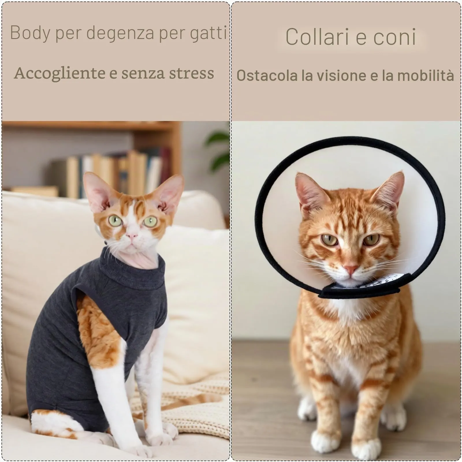 Cyponpy Tutina Post-operatoria per Gatti in Cotone con Cerniera, Grigio, M - immagine 6