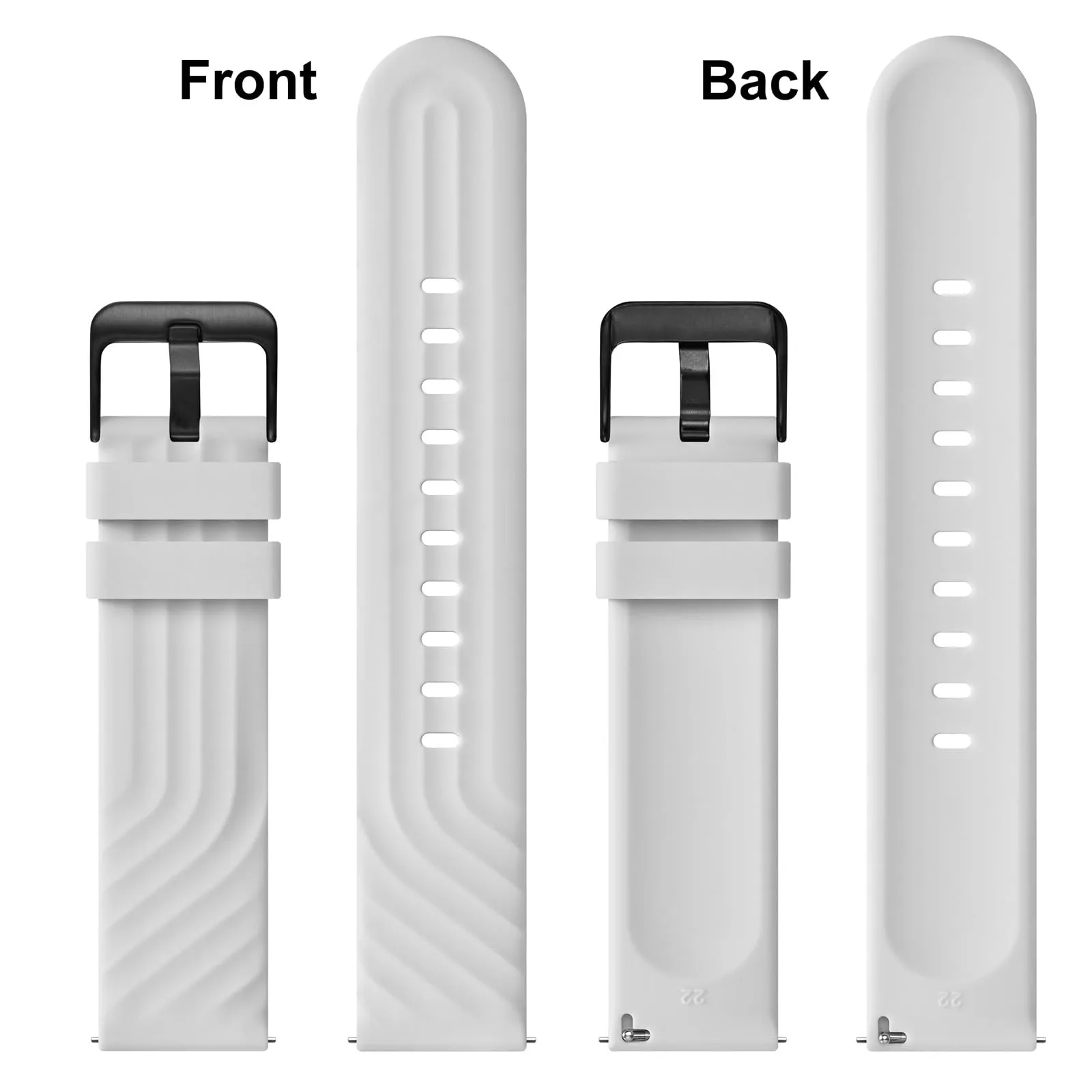 ANBEER Cinturini per Orologi in Silicone 20mm, Sgancio Rapido, Extra Lungo, Bianco Puro - immagine 4