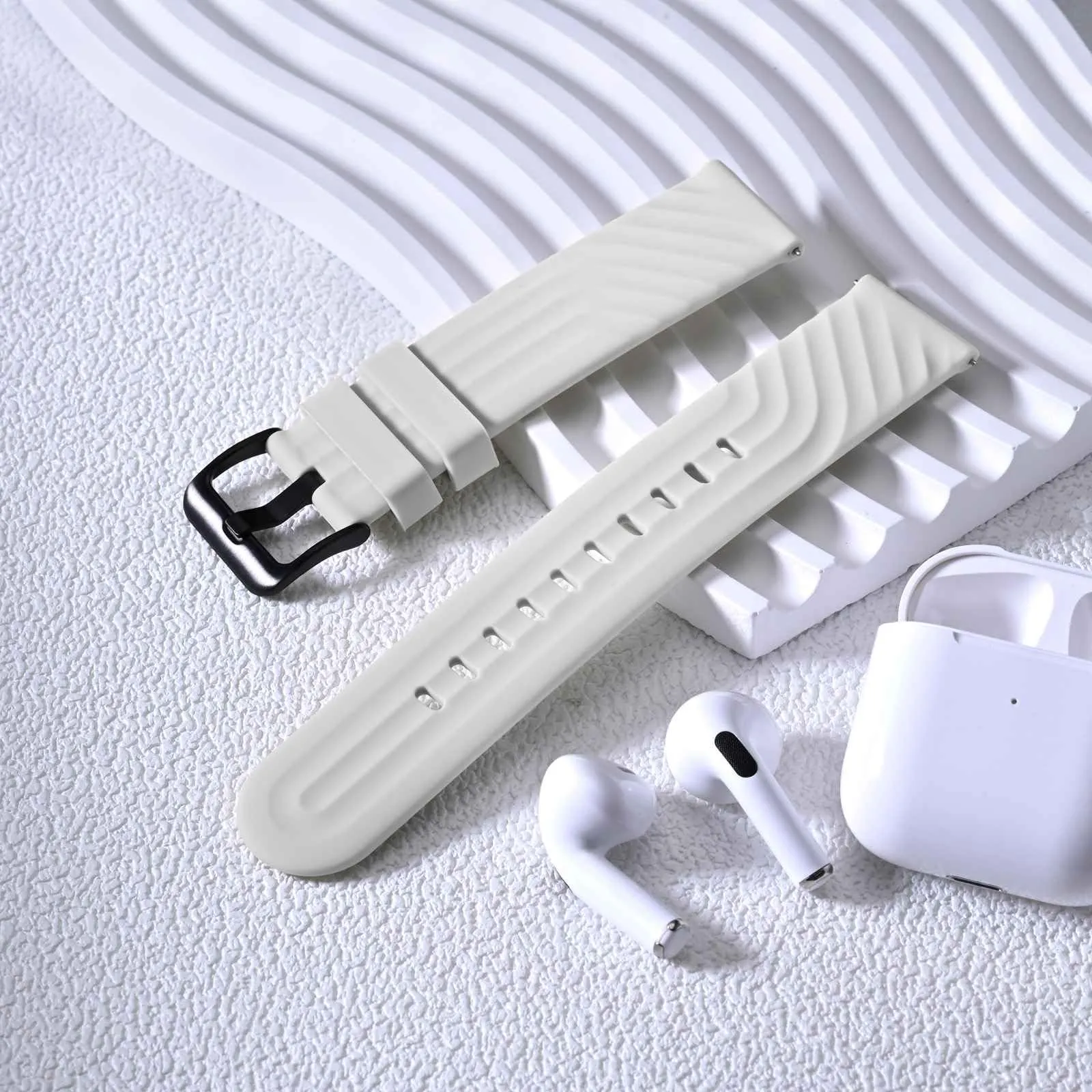 ANBEER Cinturini per Orologi in Silicone 20mm, Sgancio Rapido, Extra Lungo, Bianco Puro - immagine 8