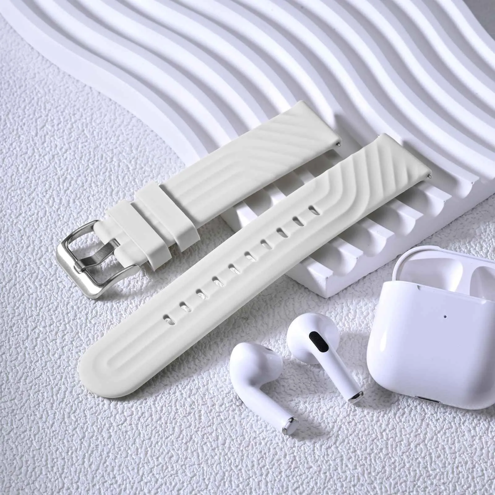 ANBEER Cinturini per Orologi in Silicone 20mm, Sgancio Rapido, Extra Lungo, Bianco Puro - immagine 8