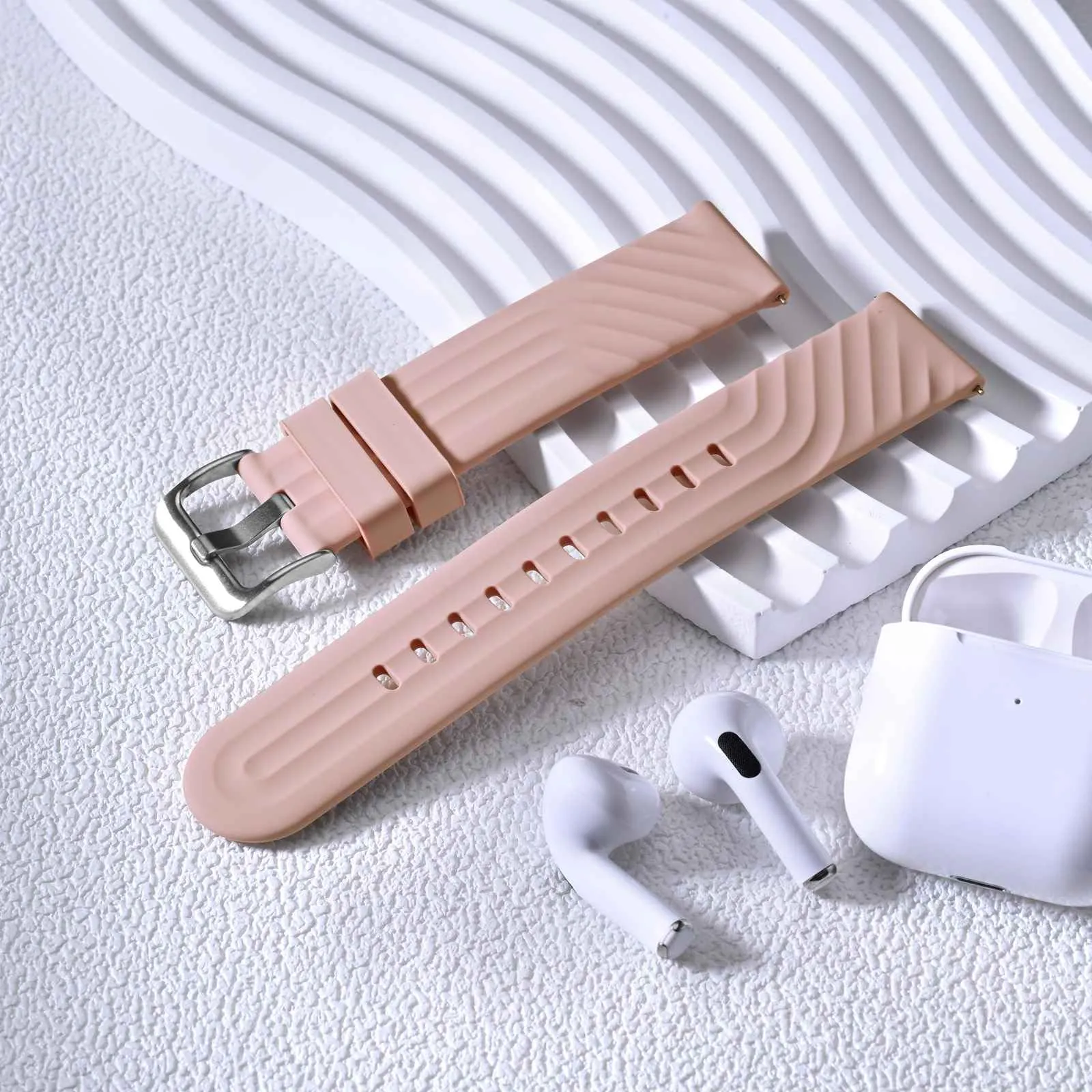 ANBEER Cinturini in Silicone 20mm a Sgancio Rapido, Extra Lungo, Rosa Chiaro - immagine 8