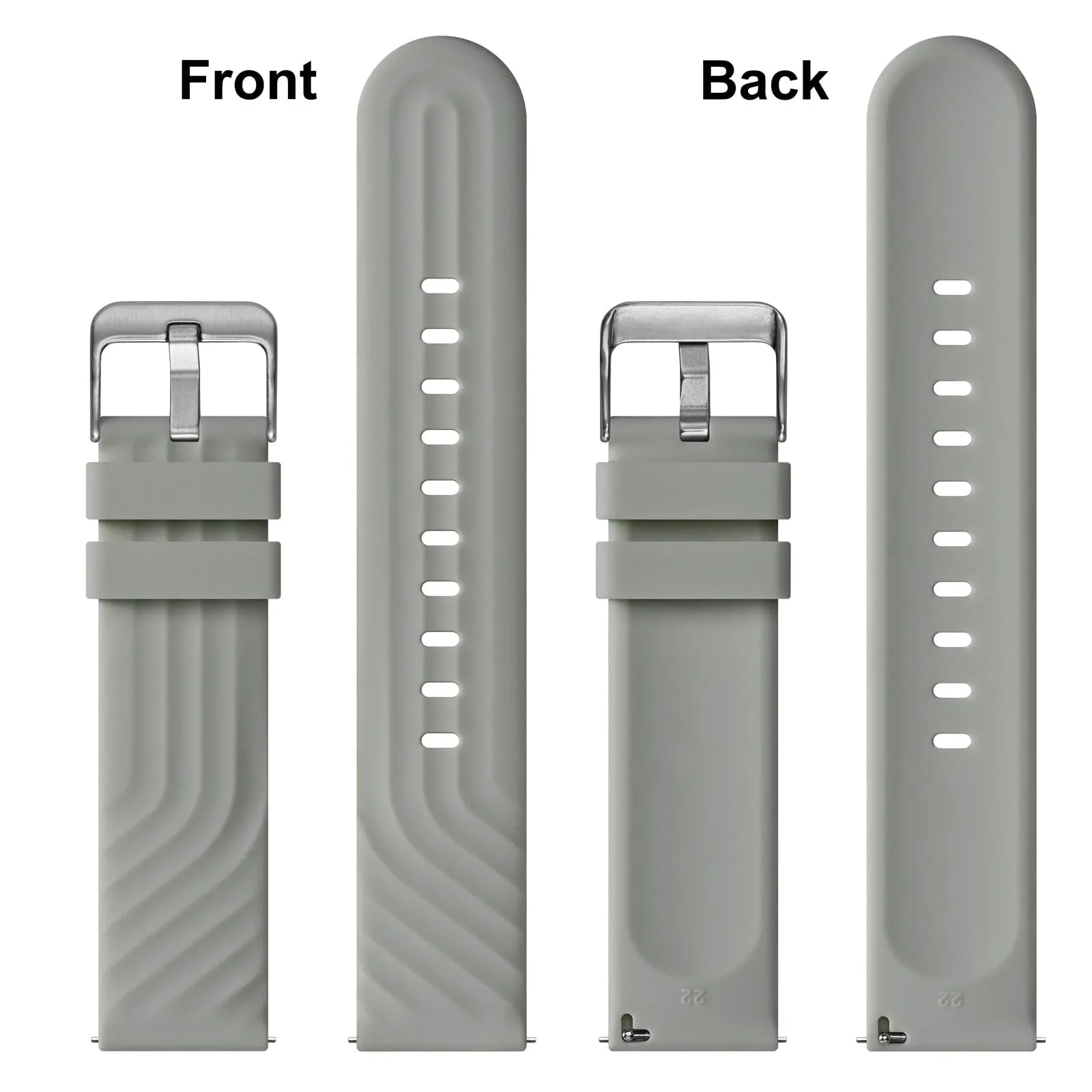 ANBEER Cinturini in Silicone 20mm a Sgancio Rapido, Extra Lungo, Grigio Chiaro - immagine 4