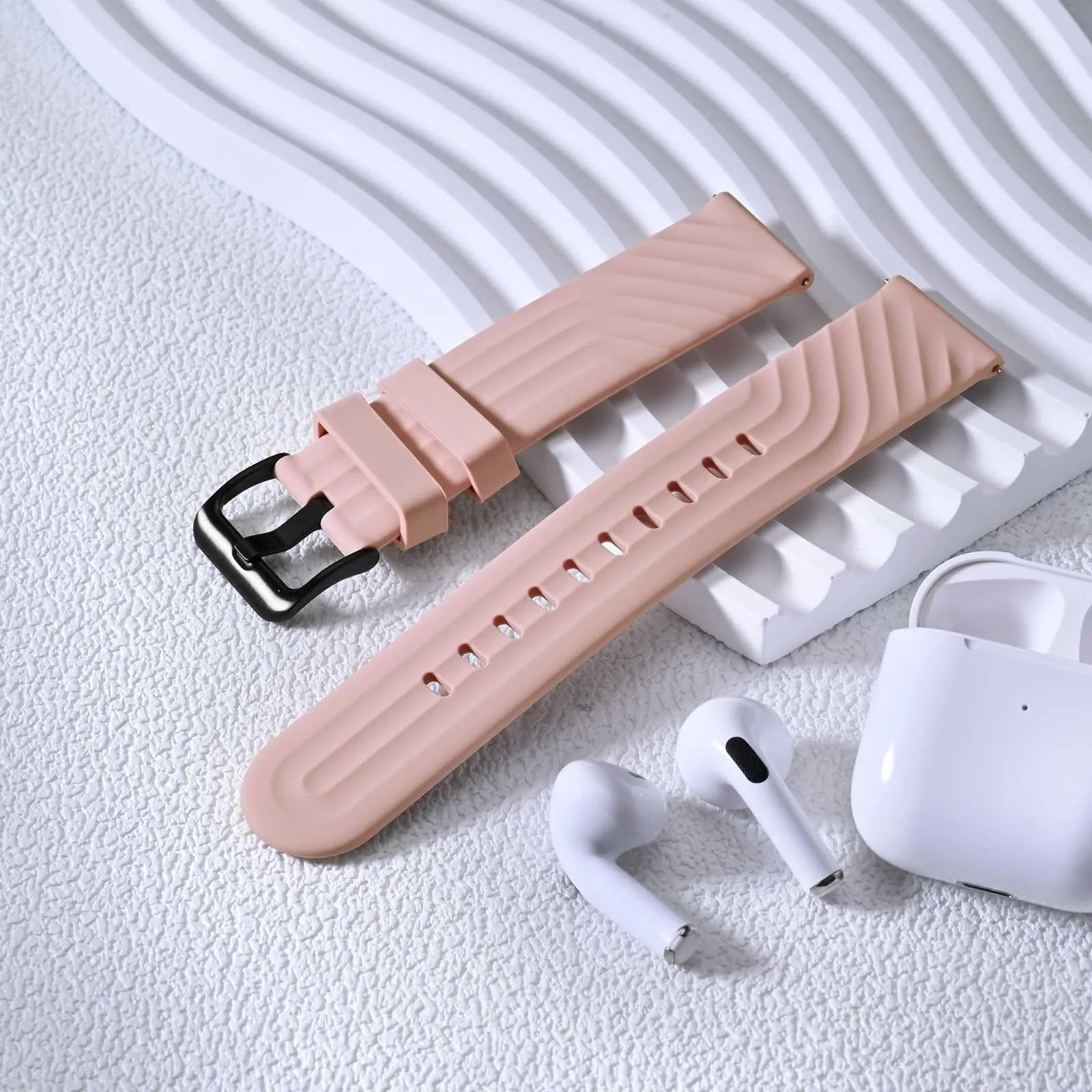 ANBEER Cinturino in Silicone 21mm a Sgancio Rapido, Rosa Chiaro - immagine 8