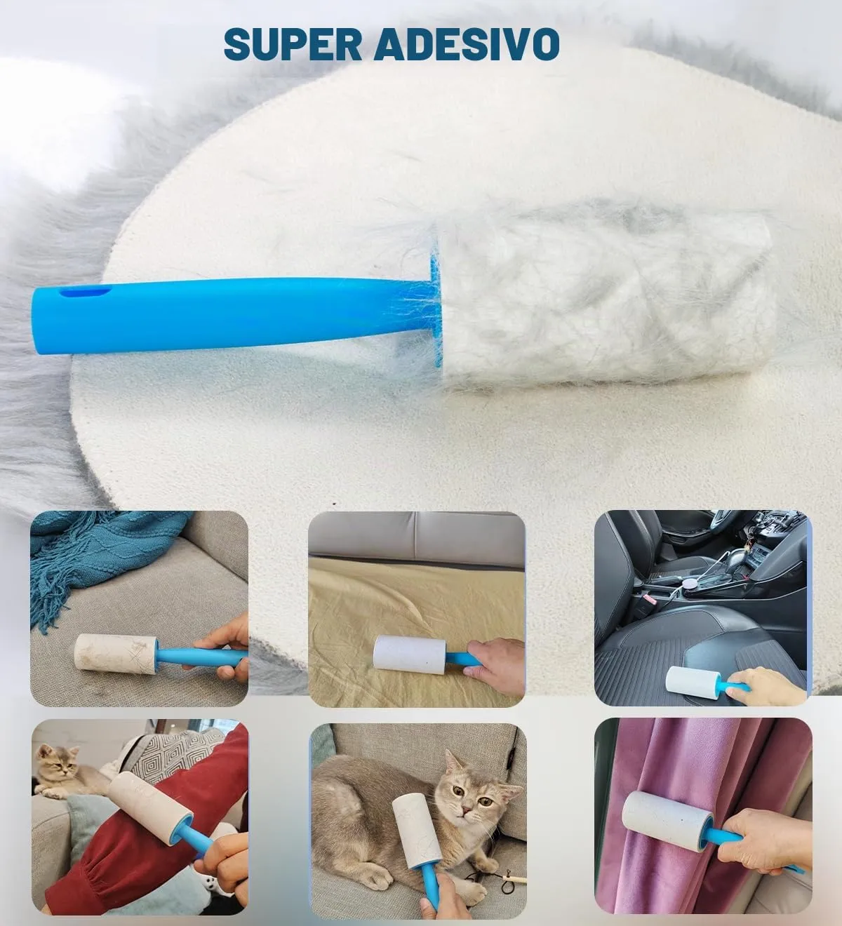 TODJEAFU Rullo Levapelucchi Set 10 Pezzi, 1000 Fogli con 3 Maniglie - immagine 3