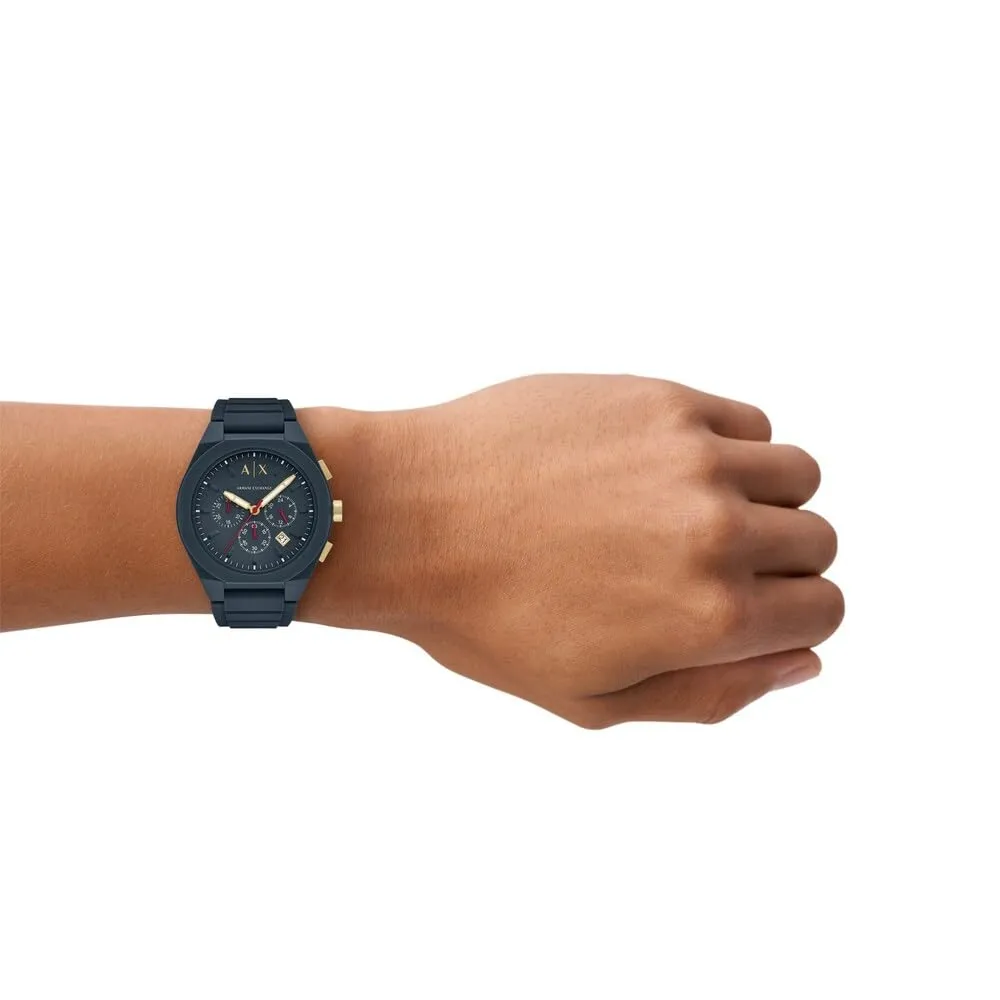 Armani Exchange AX4168 Orologio Cronografo da uomo, 44 mm, Cinturino in silicone, Blu Cobalto - immagine 2