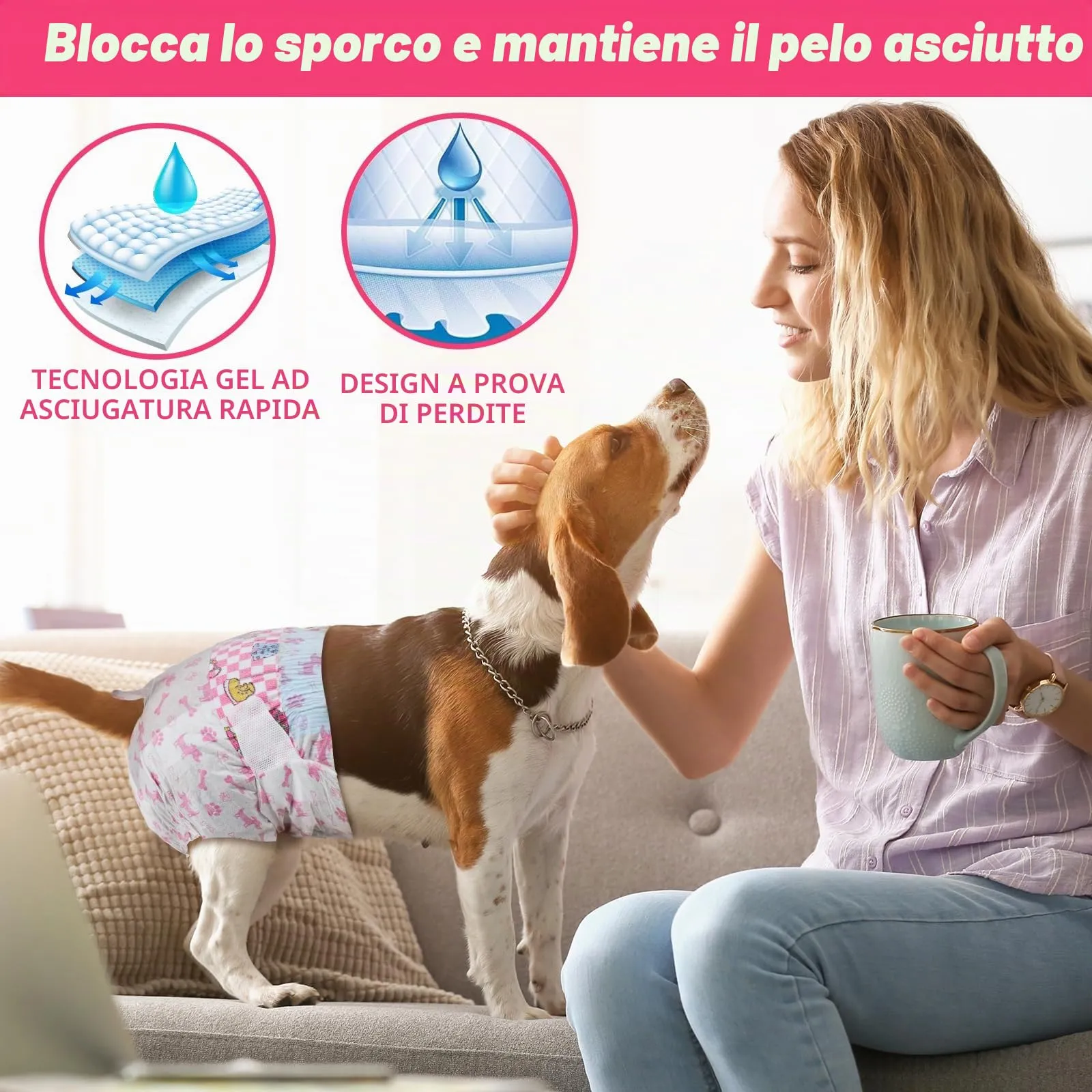 Dono Pannolini monouso per cani femmina, XXS, 20 pezzi - immagine 3