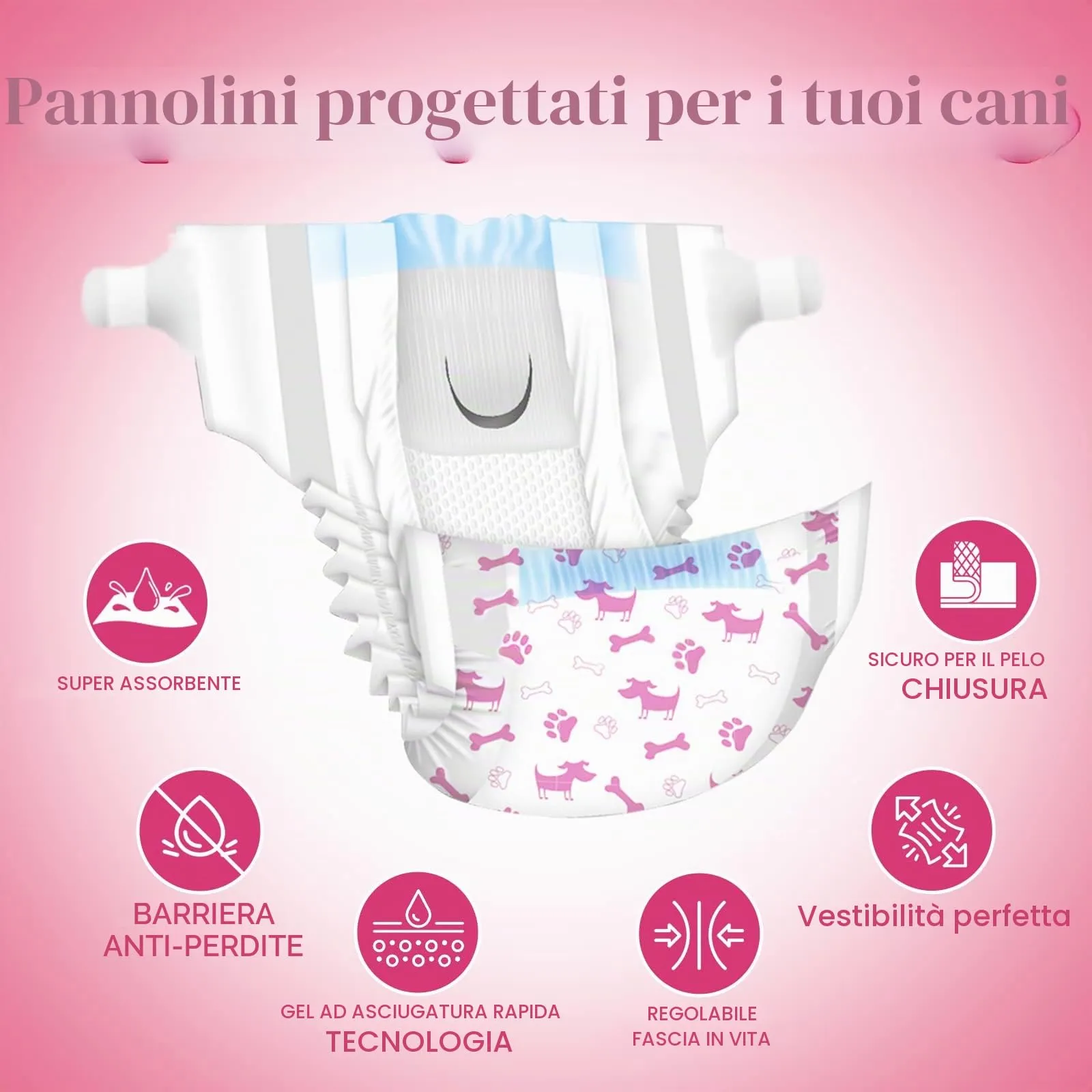 Dono Pannolini Monouso per Cani Femmina e Gatti, S 39 Pezzi, Super Assorbenti con Tecnologia Flash Dry Gel - immagine 2