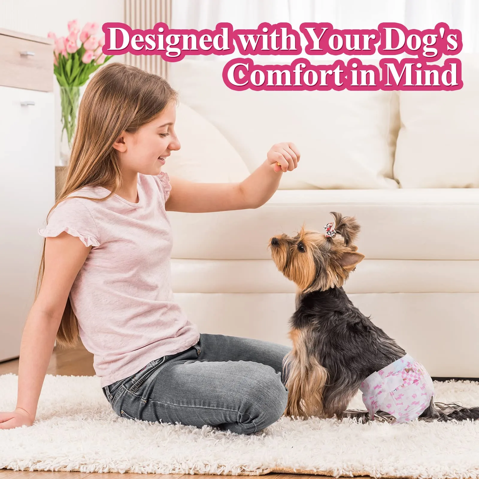 Dono Pannolini Monouso per Cani Femmina e Gatti, S 39 Pezzi, Super Assorbenti con Tecnologia Flash Dry Gel - immagine 7
