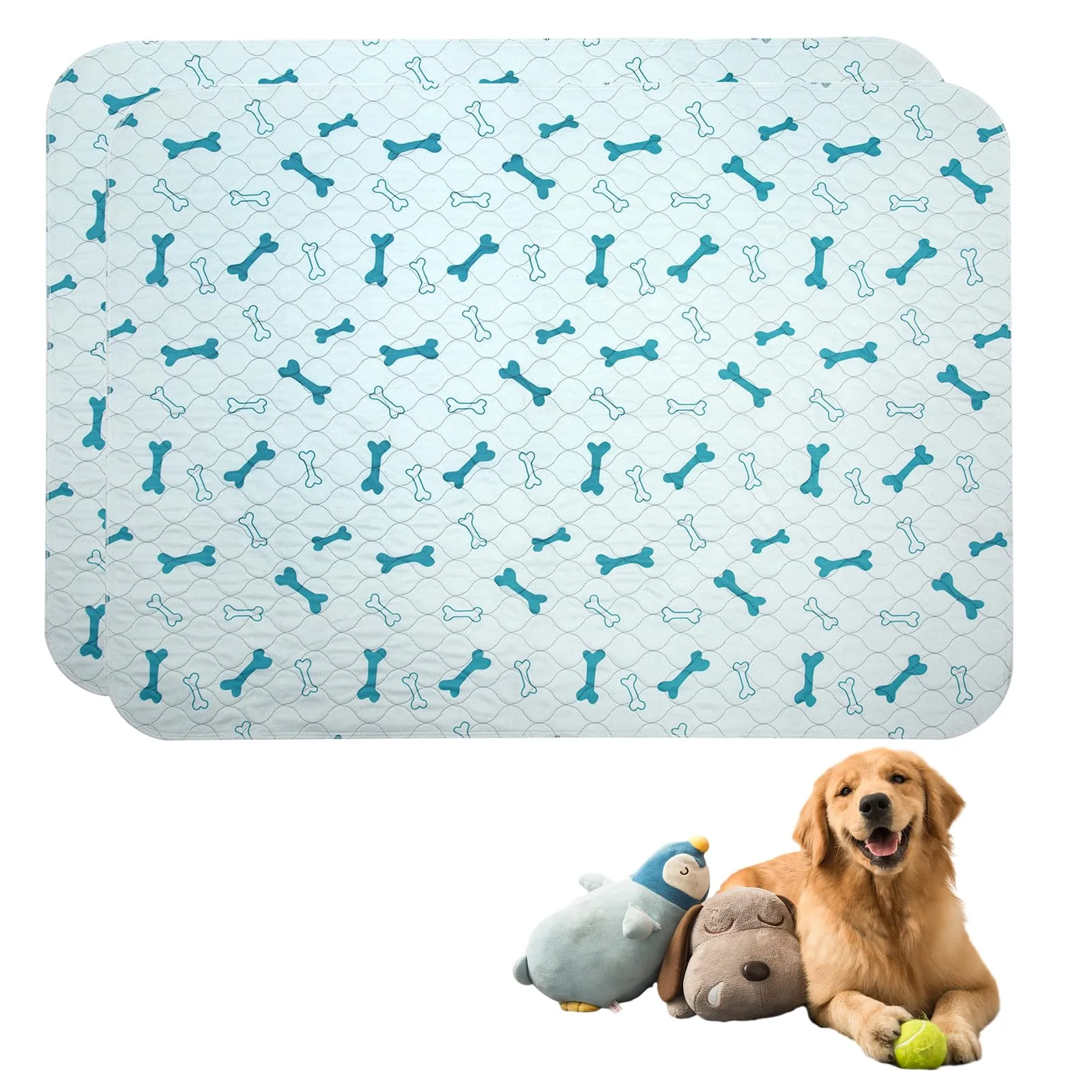 Geyecete Tappetini Igienici Lavabili e Riutilizzabili per Cani, Cuccioli e Piccoli Animali, 60 x 90 cm, 2 Pezzi - Blu - immagine 1