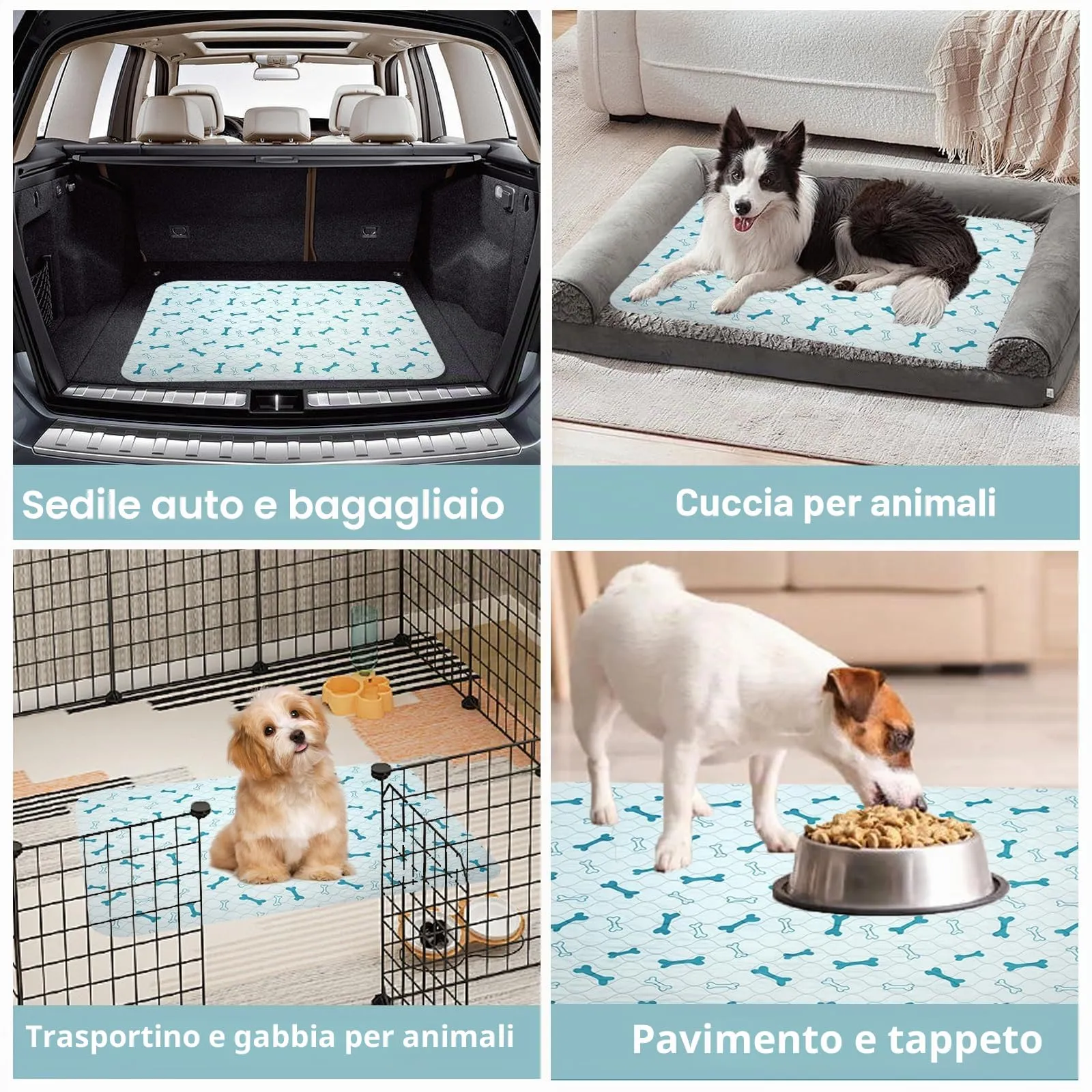Geyecete Tappetini Igienici Lavabili e Riutilizzabili per Cani, Cuccioli e Piccoli Animali, 60 x 90 cm, 2 Pezzi - Blu - immagine 3