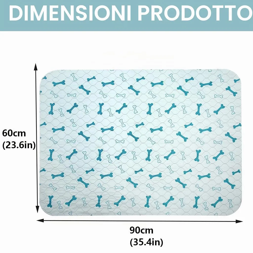 Geyecete Tappetini Igienici Lavabili e Riutilizzabili per Cani, Cuccioli e Piccoli Animali, 60 x 90 cm, 2 Pezzi - Blu - immagine 4