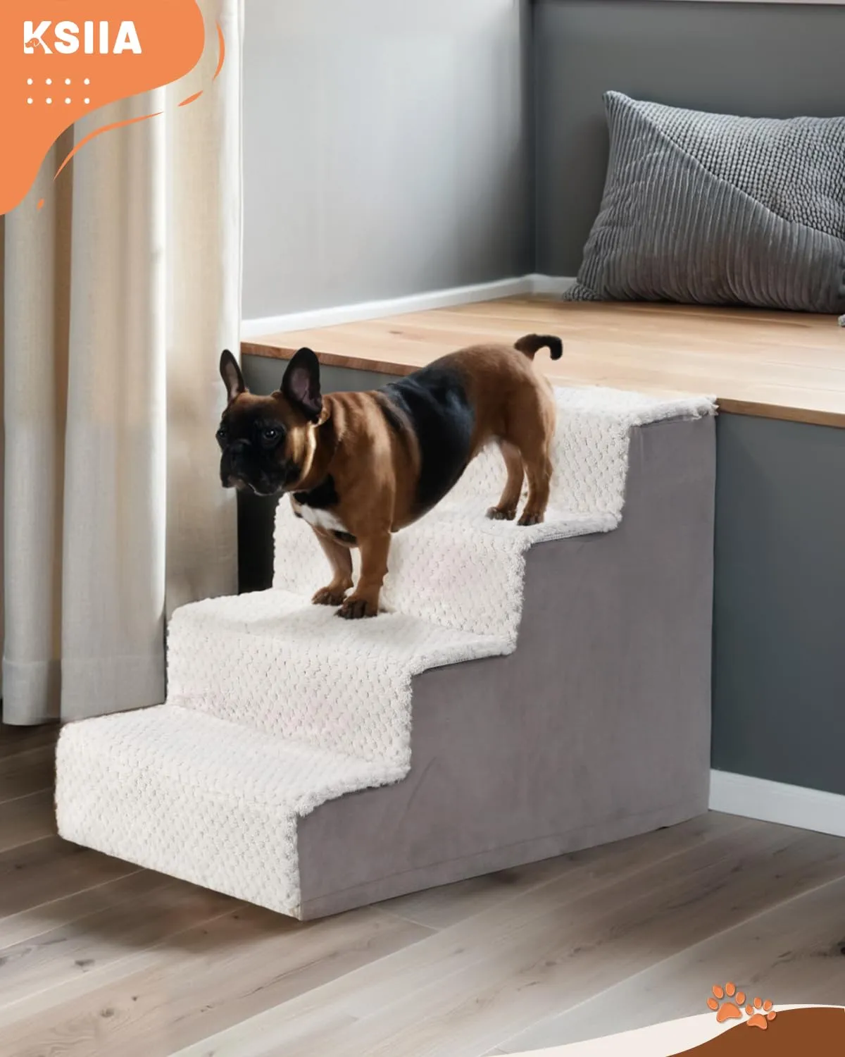 KSIIA Scala per Cani di Piccola Taglia, 4 Gradini, 60 x 38 x 44 cm - immagine 7