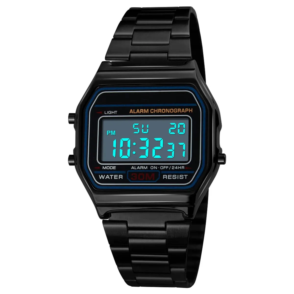 Nicoone Orologio Digitale Sportivo in Acciaio Inossidabile 30m Impermeabile - Nero - immagine 1
