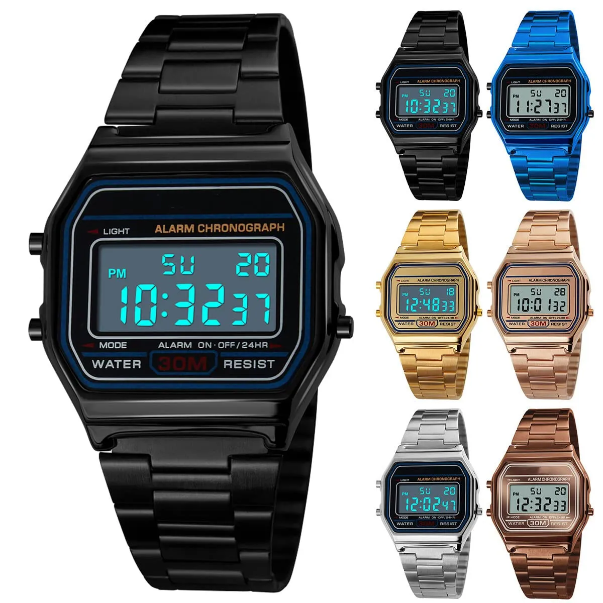 Nicoone Orologio Digitale Sportivo in Acciaio Inossidabile 30m Impermeabile - Nero - immagine 6