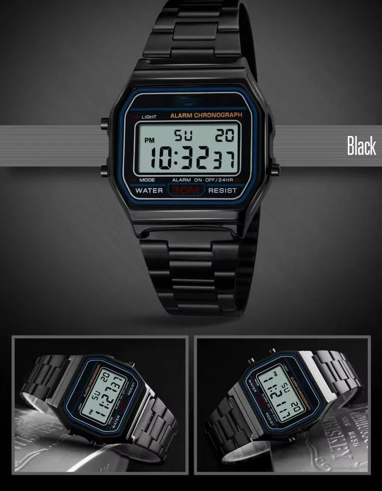 Nicoone Orologio Digitale Sportivo in Acciaio Inossidabile 30m Impermeabile - Nero - immagine 7