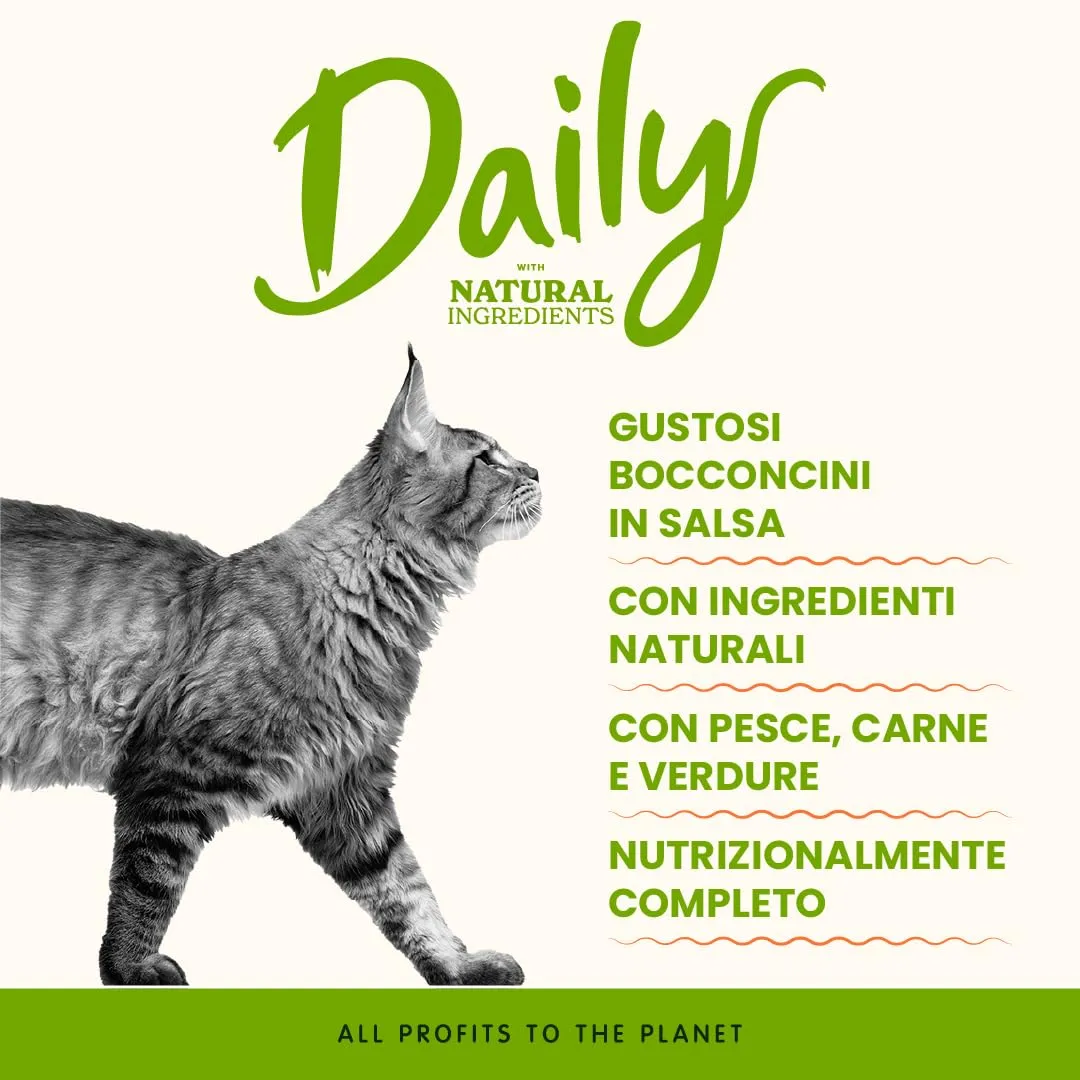 Almo Nature Daily Alimento Umido Completo per Gatti Adulti Tonno e Salmone Bocconcini 2.1 kg (30 x 70 g) - immagine 2