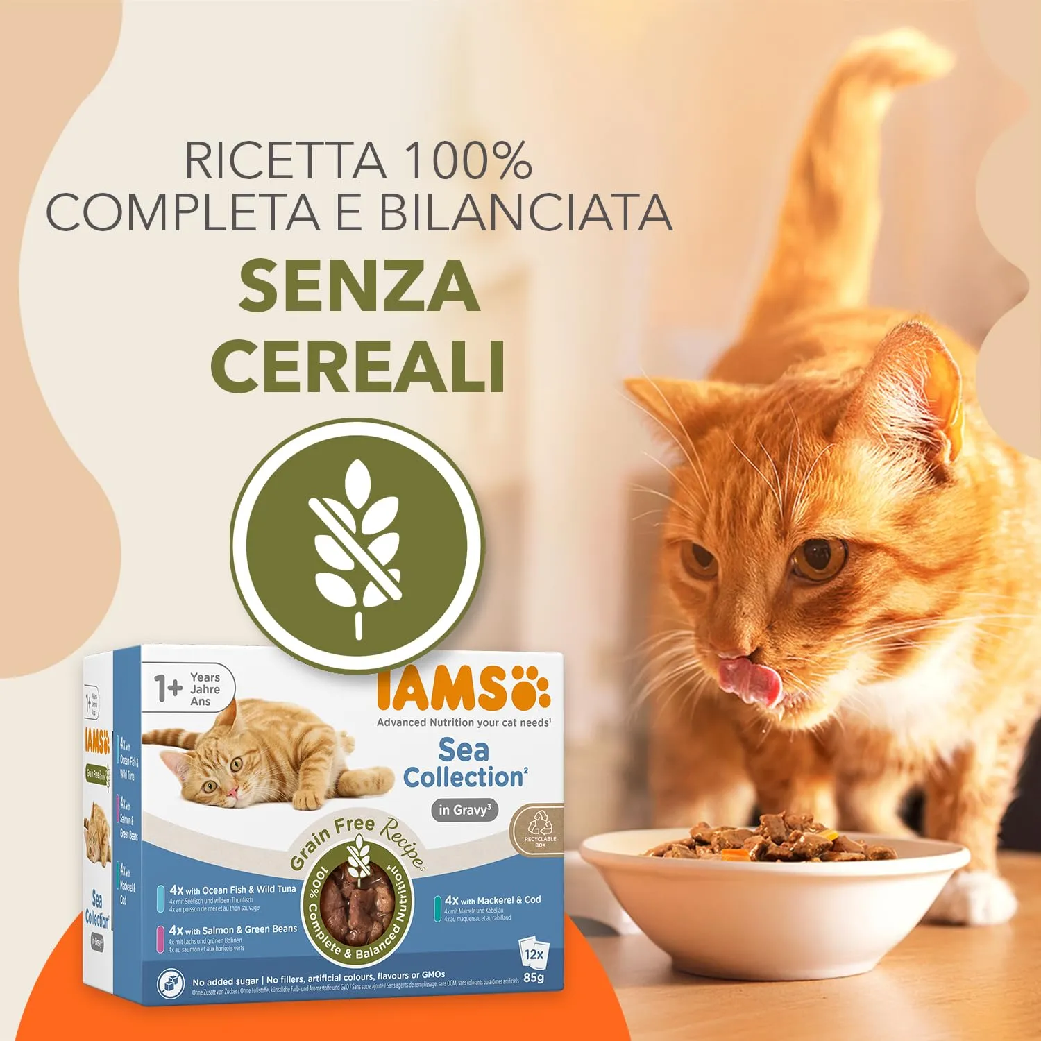 IAMS Delights Sea Collection Cibo umido per gatti senza cereali, 12 x 85 g - immagine 2