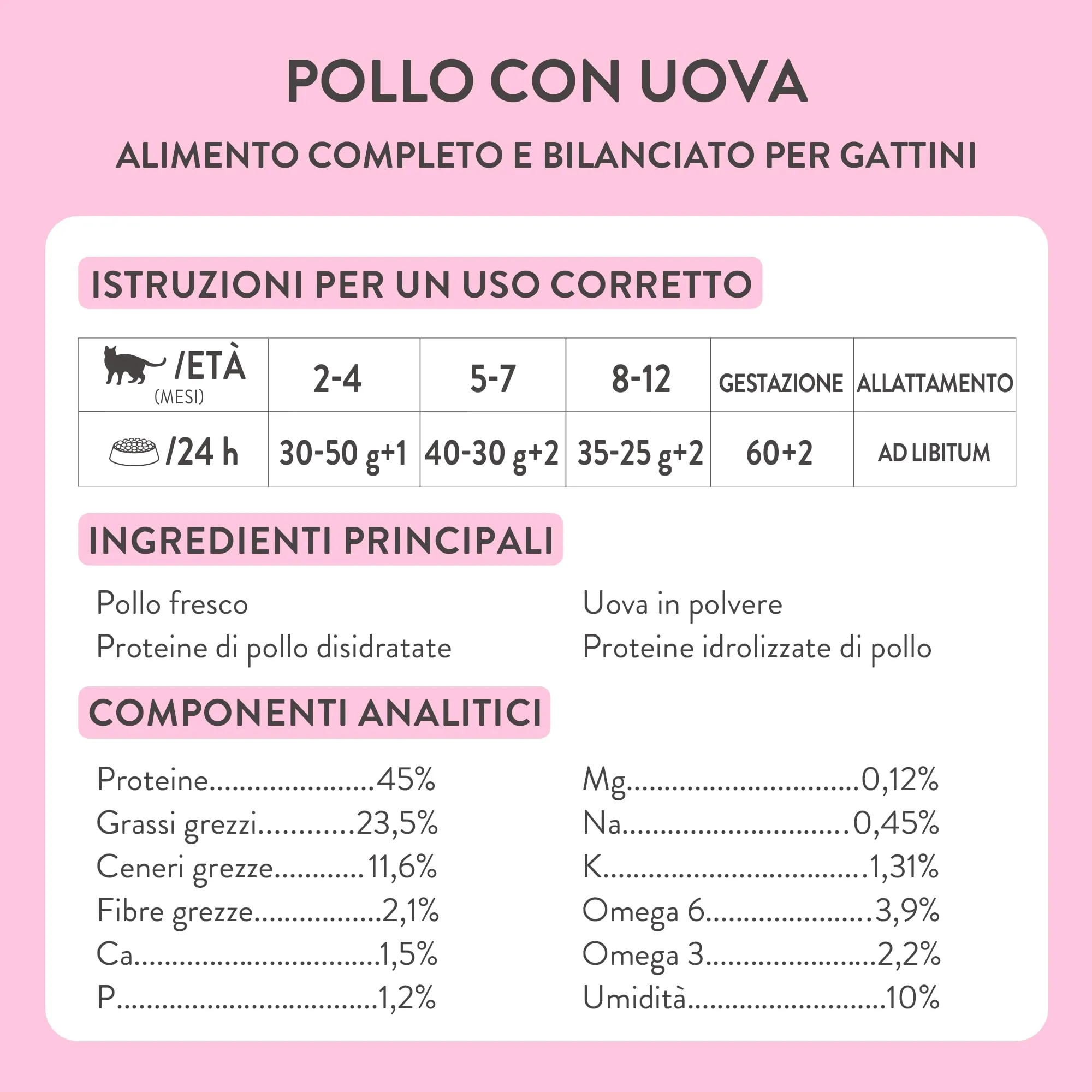 Schesir Born Carnivore Baby Pollo e Uovo, Crocchette per Gattini Cotte al Forno, 1.25kg - immagine 4