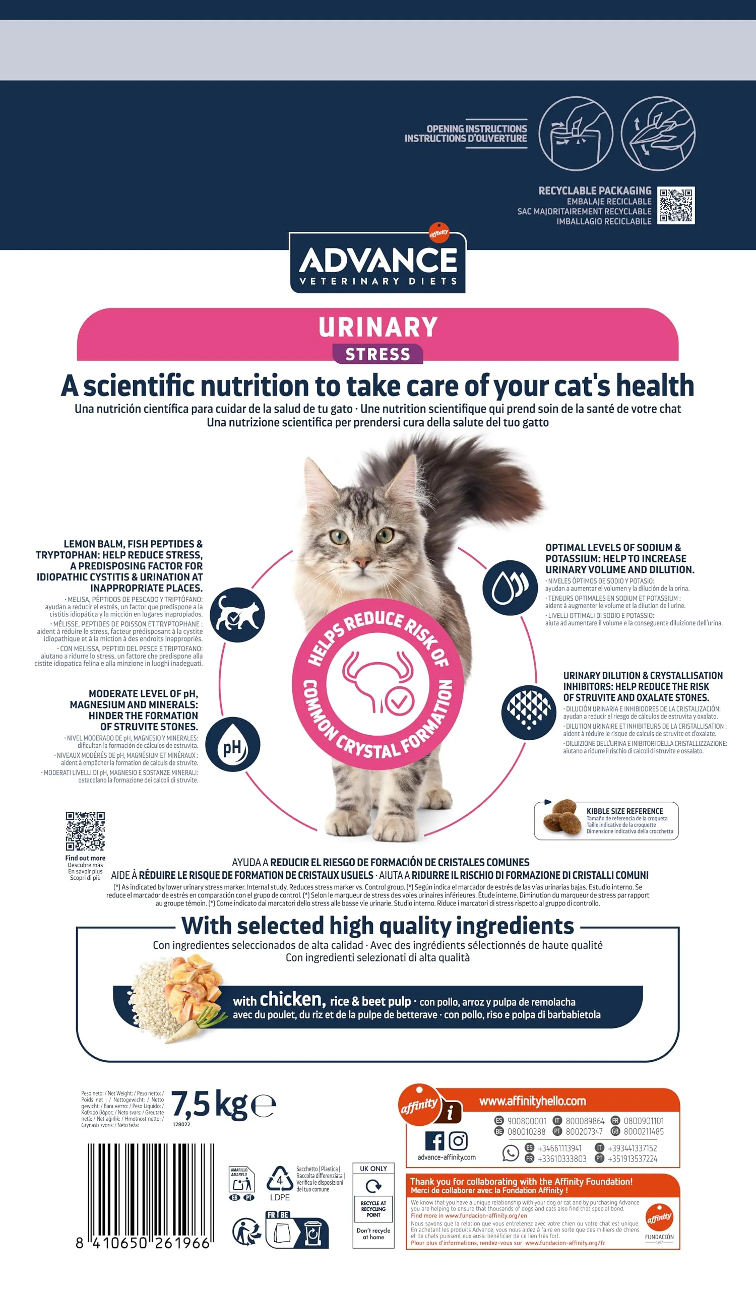 Affinity Advance Veterinary Diets Urinary Stress Cat Food, 7.5 kg - immagine 4