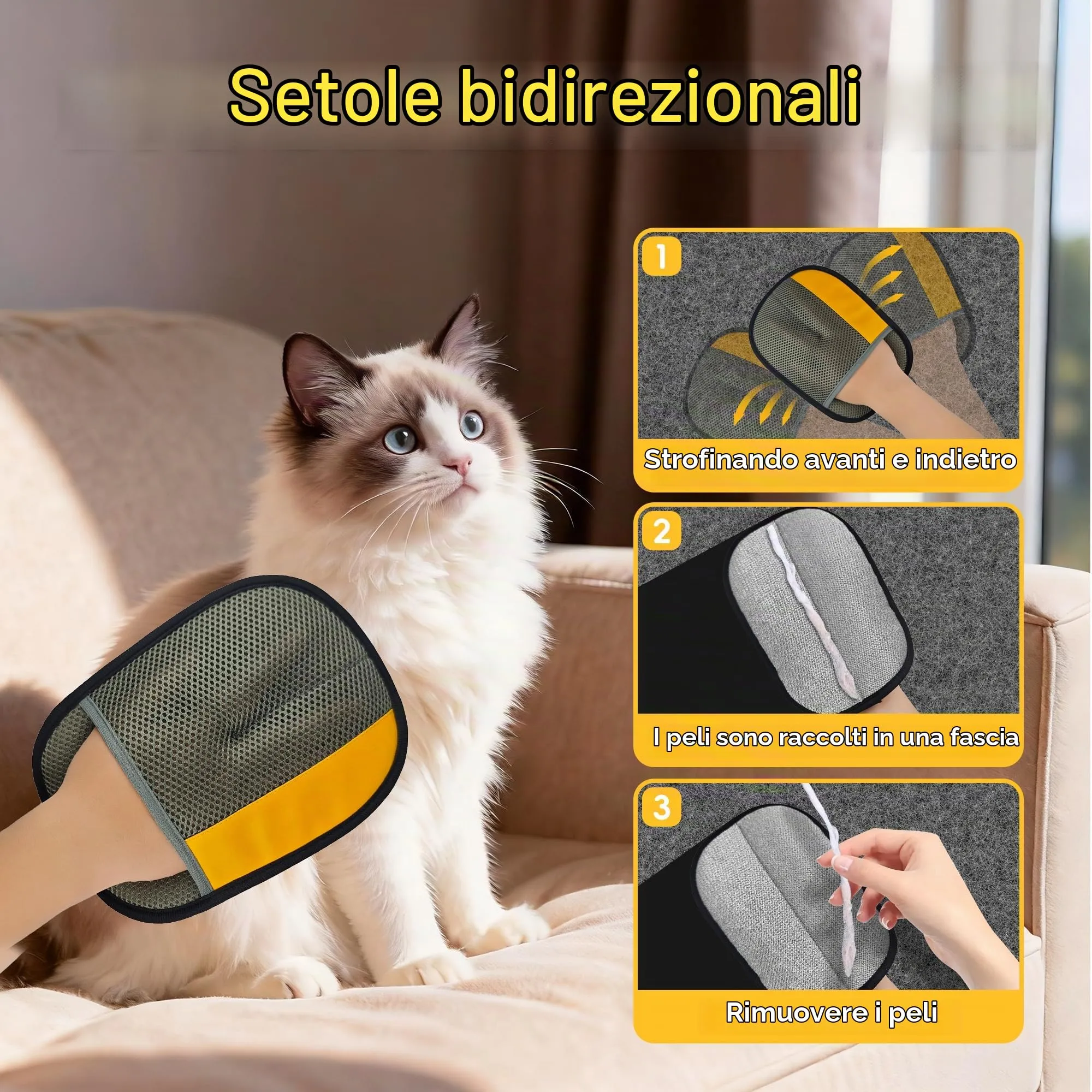 YOSEPATI Guanto per la rimozione dei peli per animali, Spazzola Magica - immagine 2