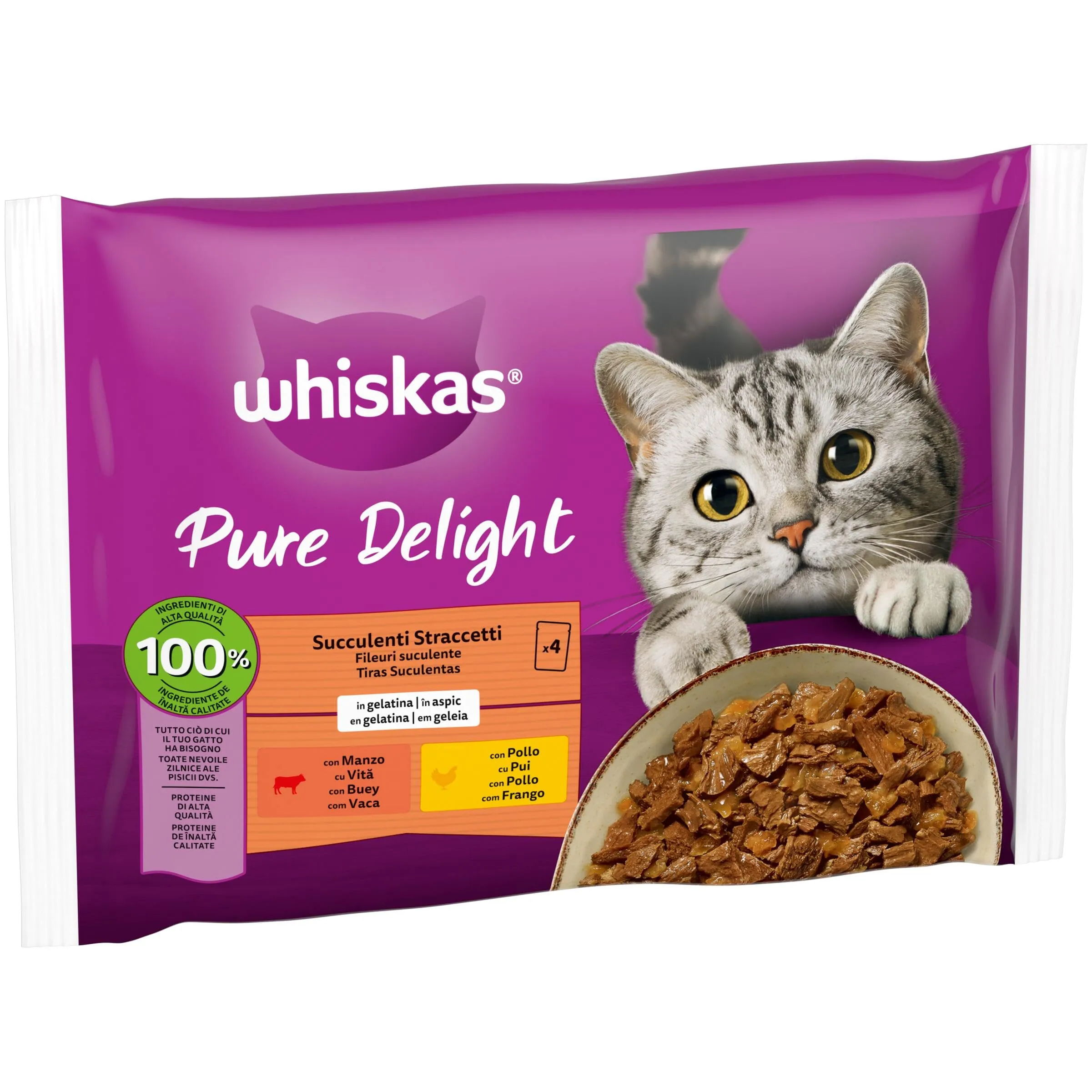 Whiskas Pure Delight Succulenti Straccetti per Gatti Adulti (1+ Anni), 52 Bustine da 85 g - immagine 2