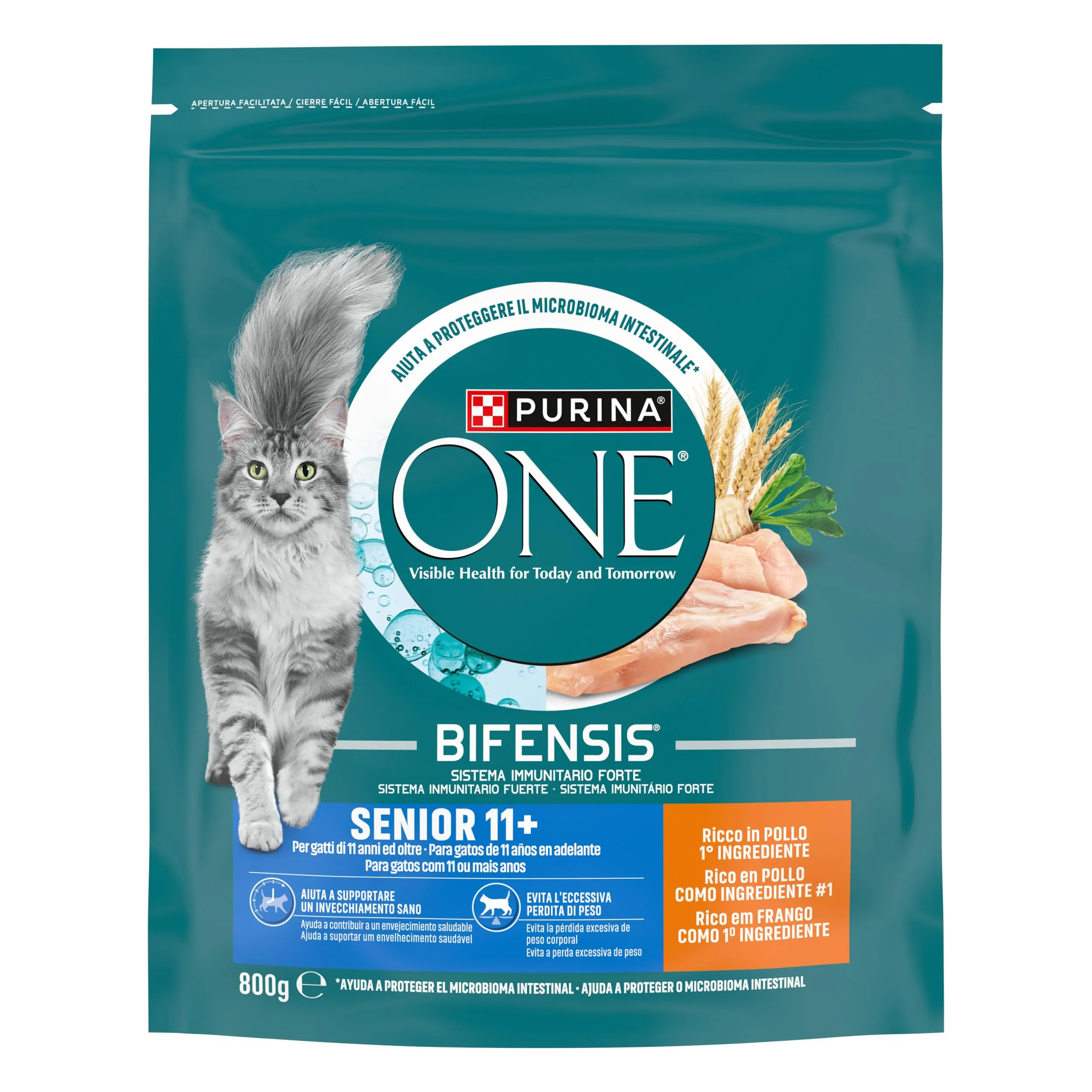 Purina One Bifensis Senior 11+ Crocchette per Gatti Pollo e Cereali Integrali, 8 x 800g - immagine 2