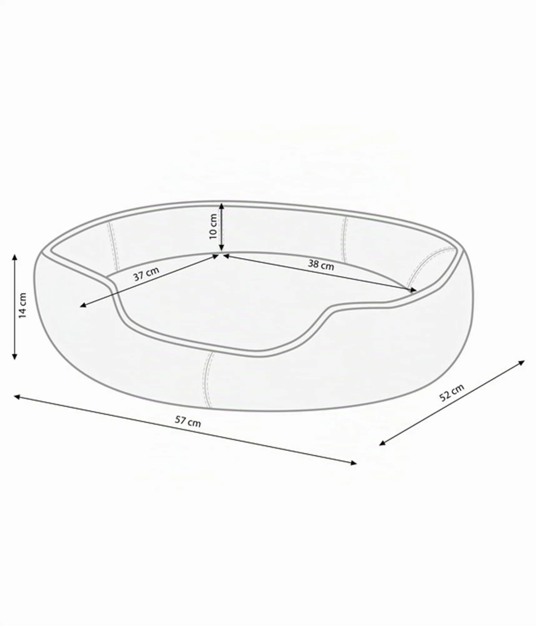 Dehner Sammy Dog and Cat Bed, Oval, 57 x 52 x 14 cm, Polyester, Beige - immagine 2