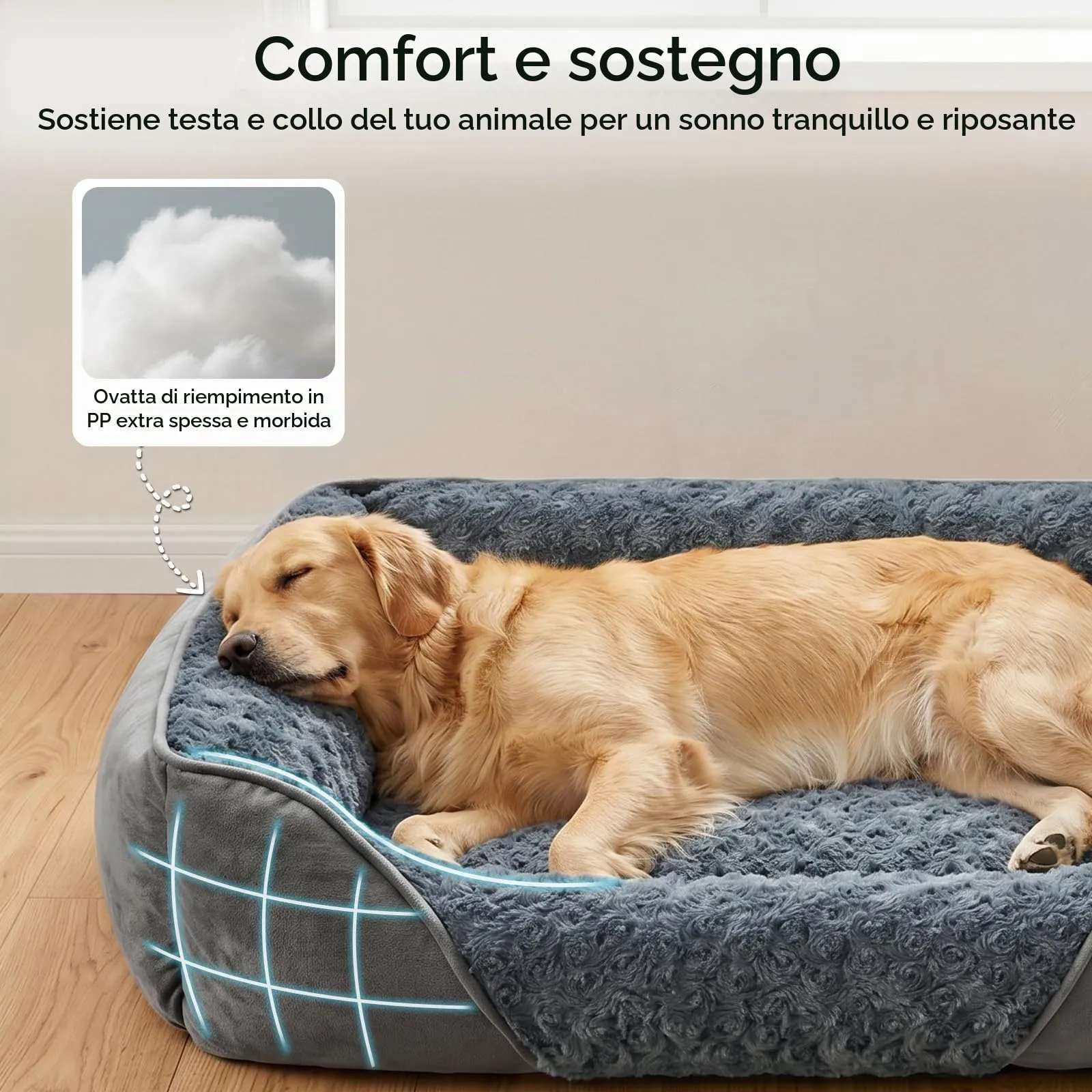 JOEJOY Cuccia Cane Interno Lavabile, 76x61x23cm - immagine 3