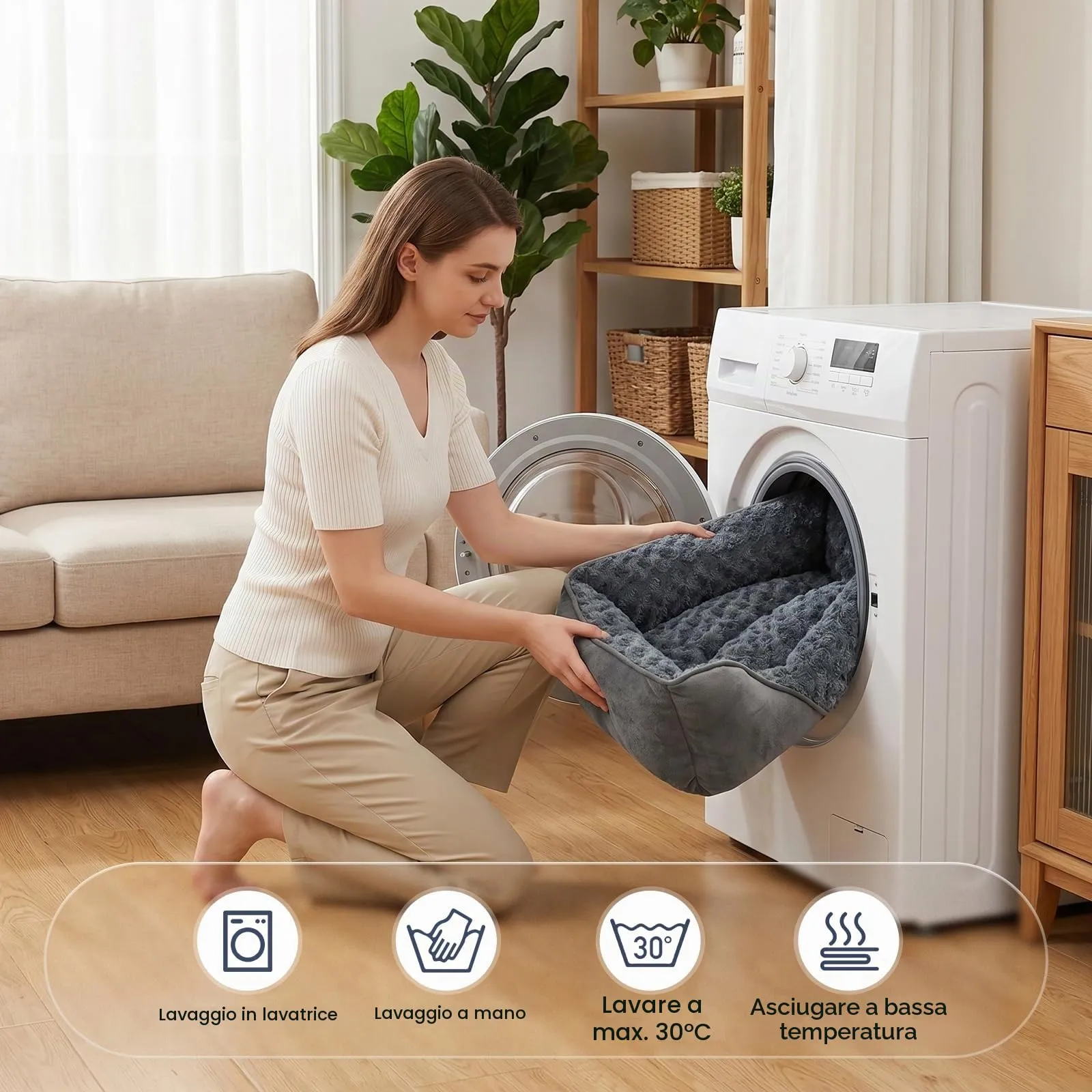 JOEJOY Cuccia Cane Interno Lavabile, 76x61x23cm - immagine 7