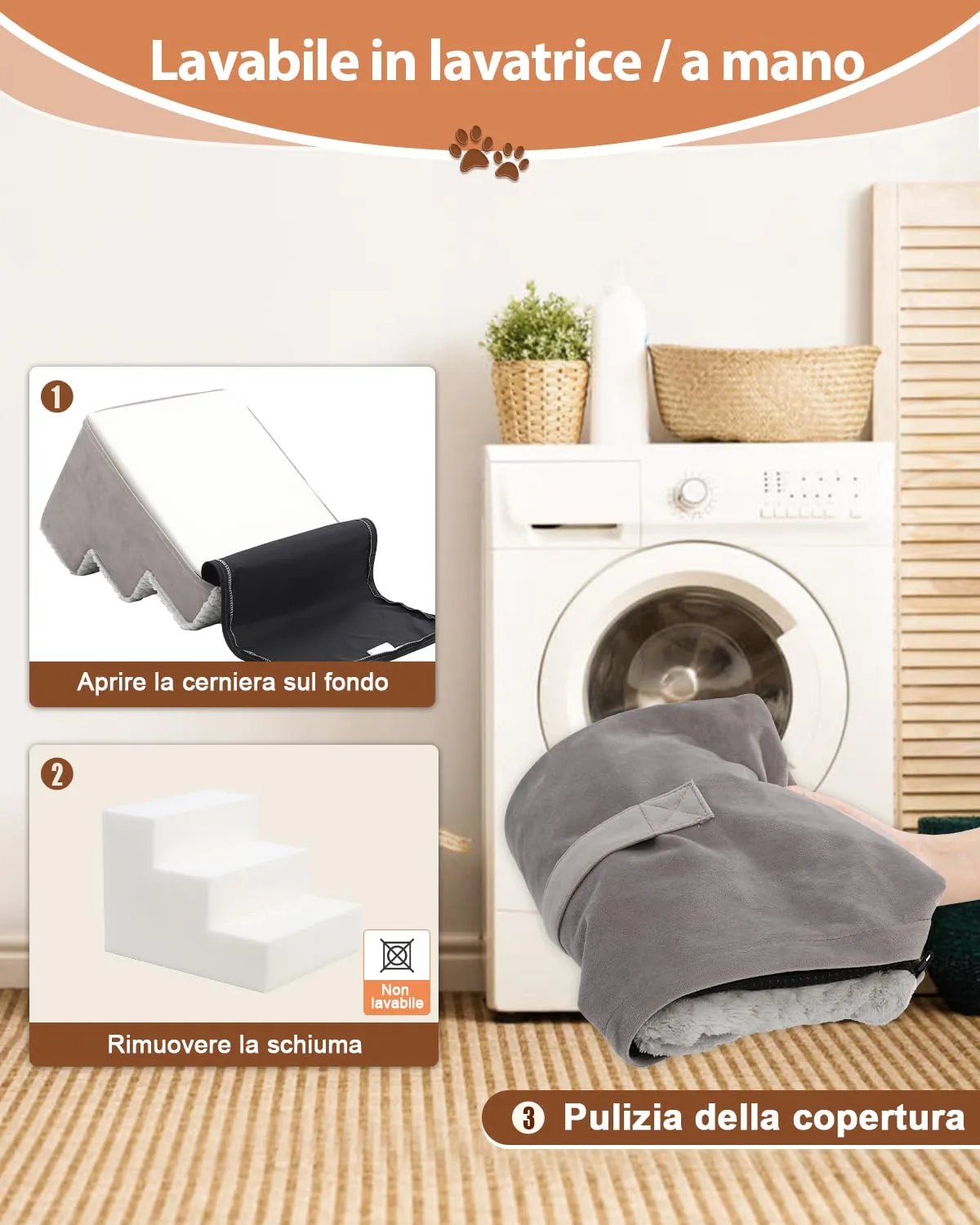 KSIIA Scala per Cani a 3 Gradini, 45 x 38 x 33 cm, Grigio - immagine 4