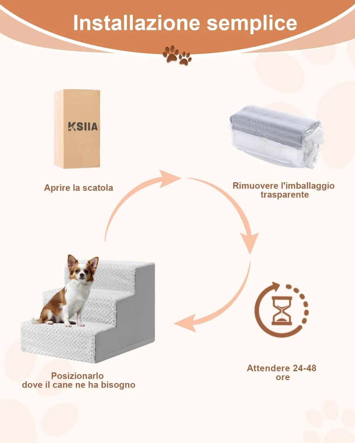 KSIIA Scala per Cani a 3 Gradini, 45 x 38 x 33 cm, Grigio - immagine 5