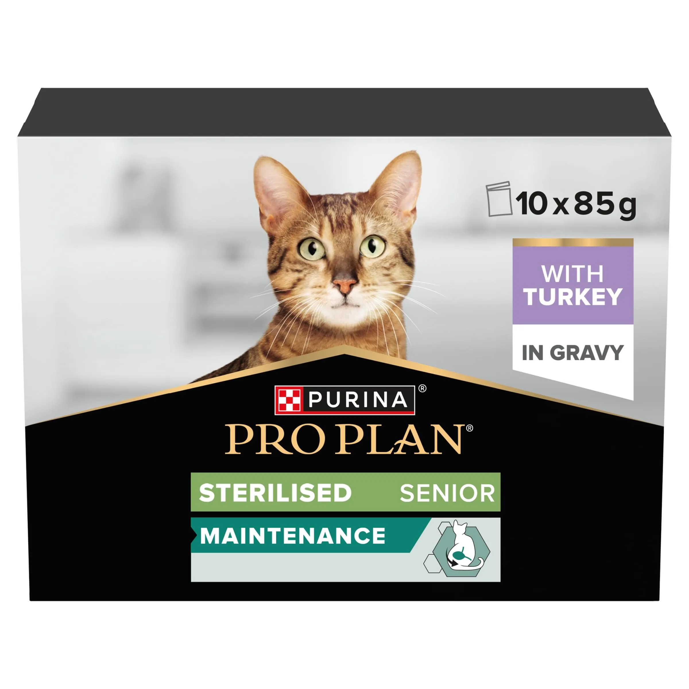 Purina Pro Plan Sterilised 7+ Senior Tacchino, Patè in Salsa per Gatti, 4x85 g - immagine 1